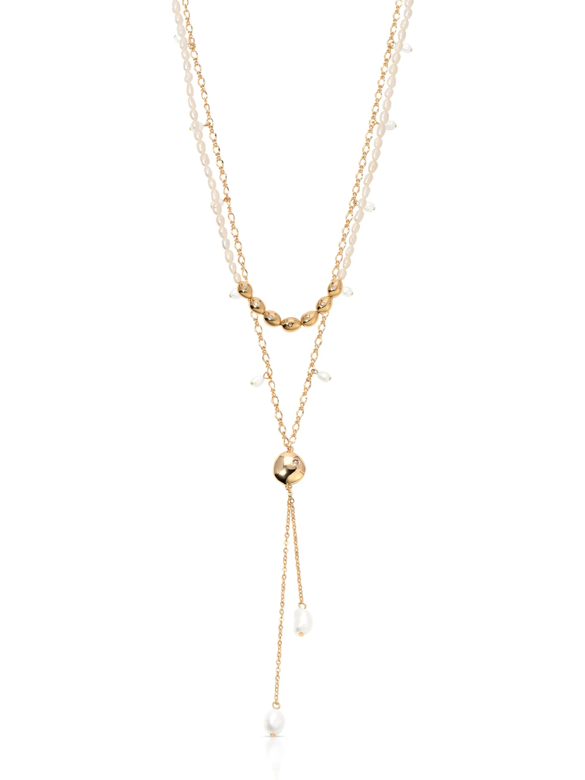 Pebble Pearl Choker and Lariat Set sold by ettika