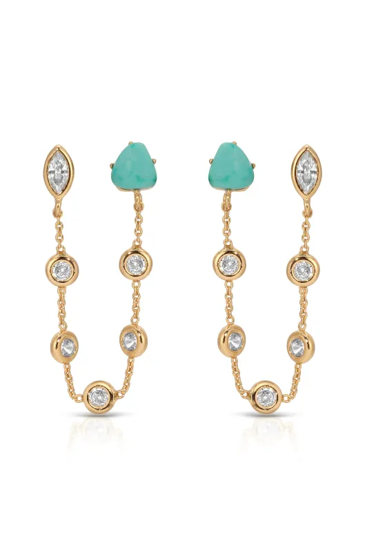 Double Piercing Turquoise Earrings sold by ettika