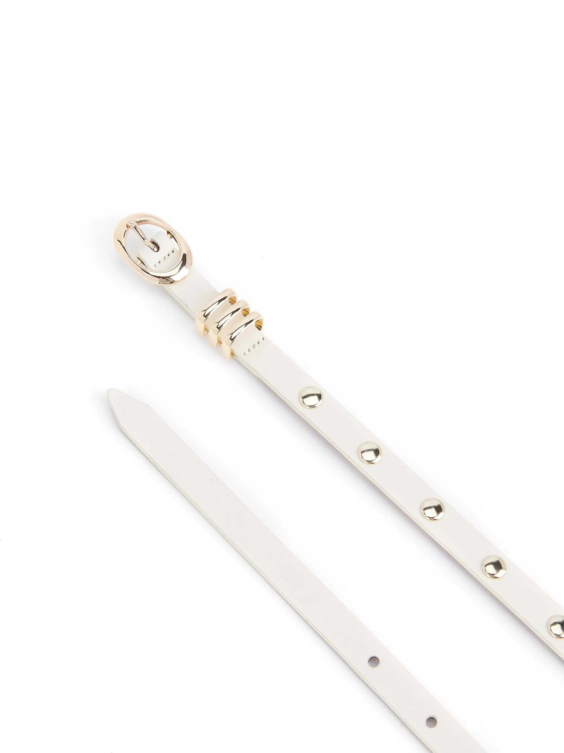 Classic Studded Skinny Belt in Vanilla sold by ettika product image thumbnail 4