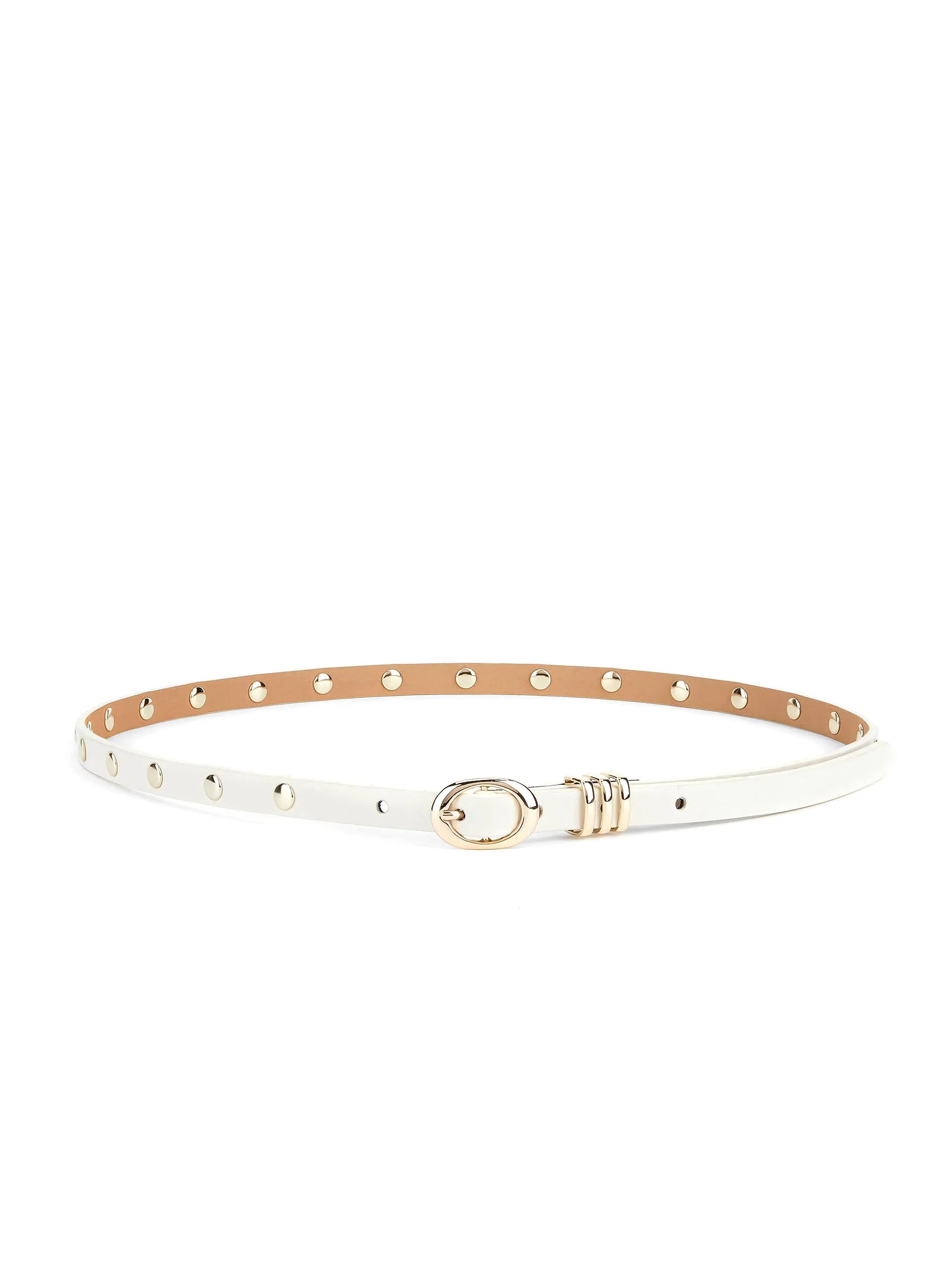 Classic Studded Skinny Belt in Vanilla sold by ettika