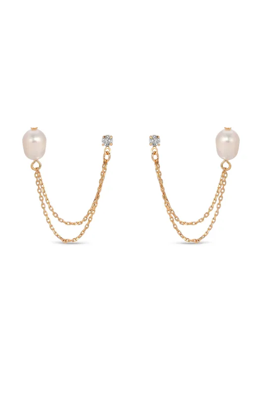 Double Piercing Freshwater Pearl Earring sold by ettika