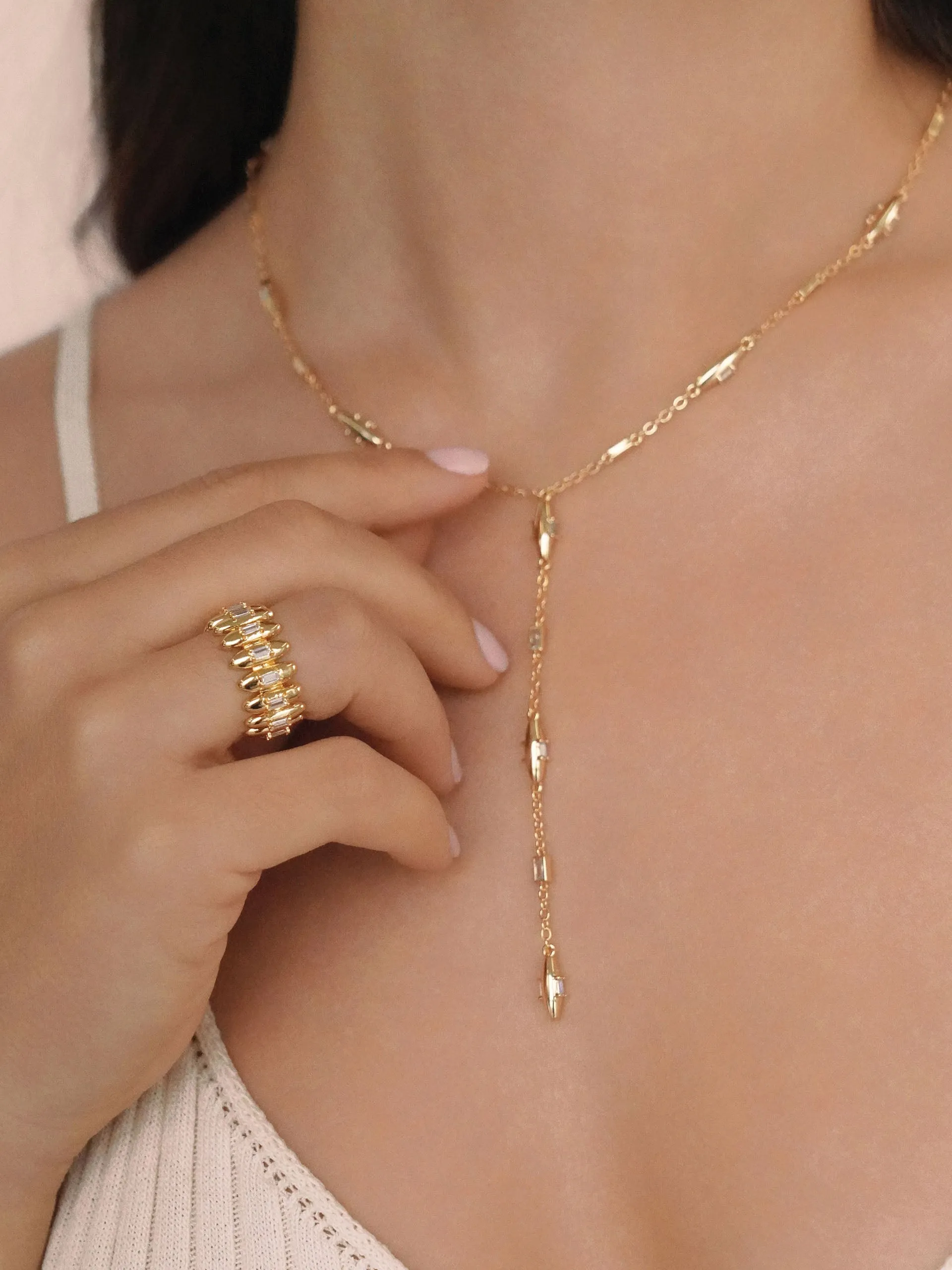 Oval Dome Lariat Necklace sold by ettika product image thumbnail 4