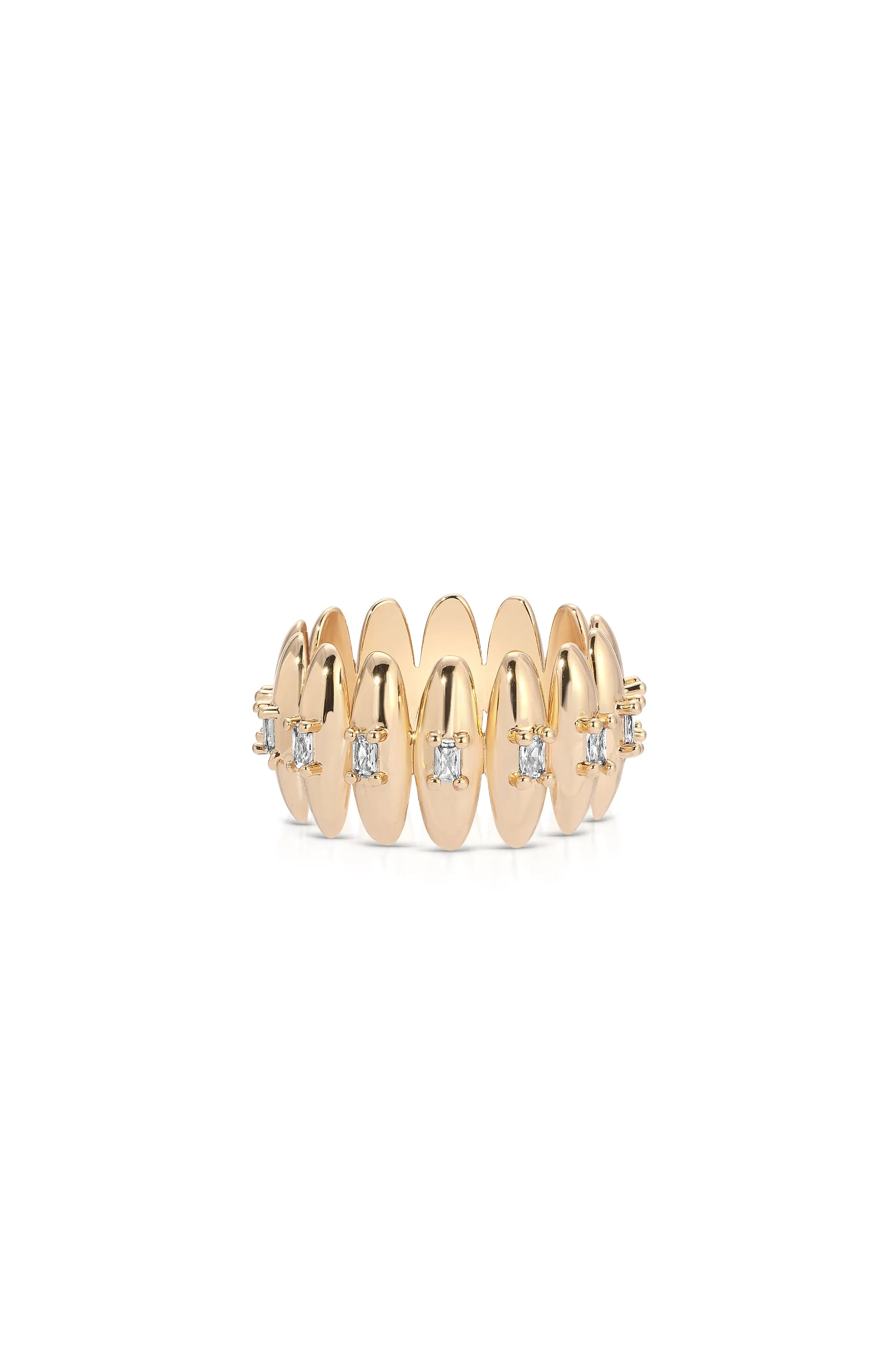 Oval Dome Baguette Band Ring sold by ettika