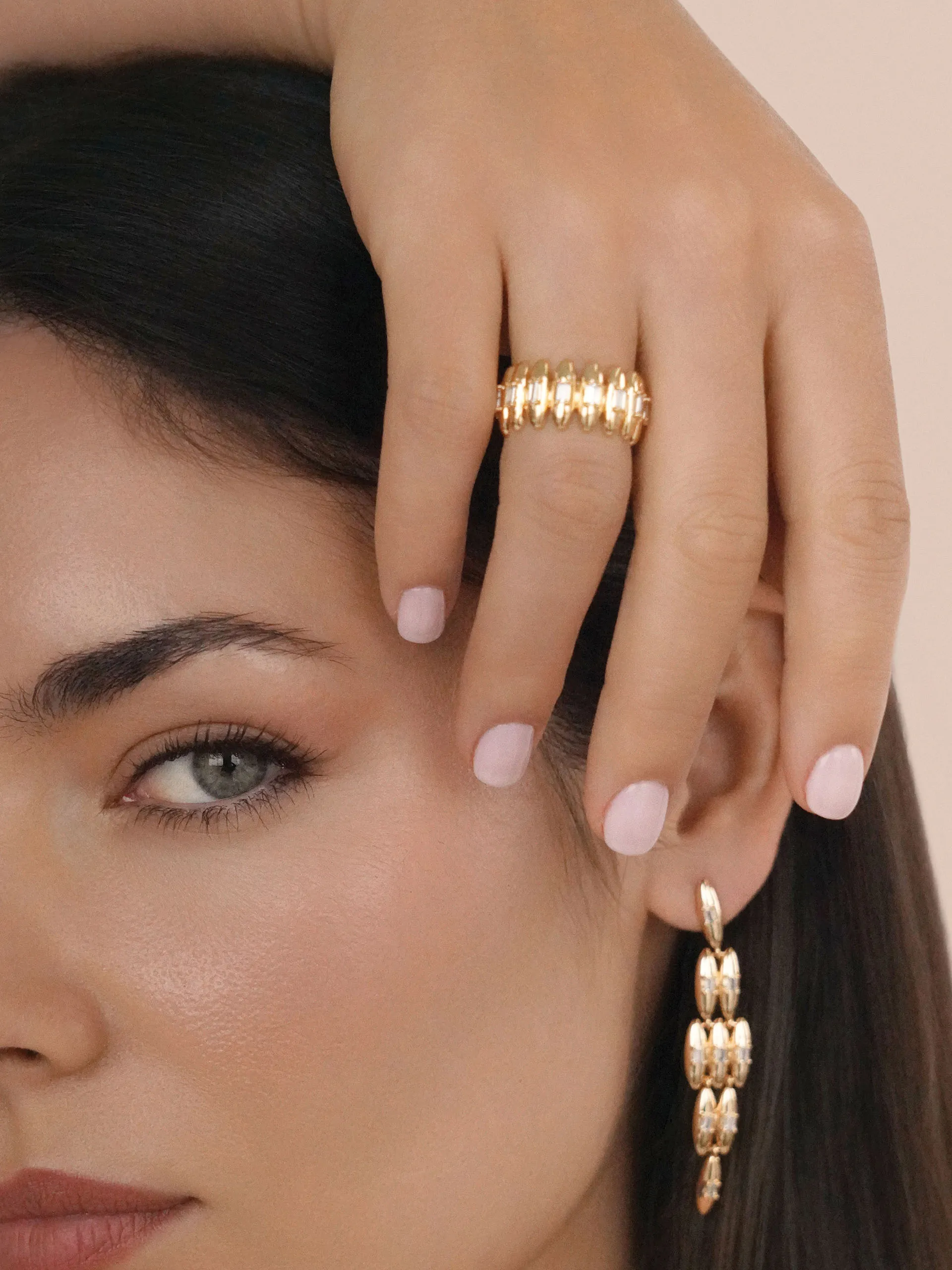 Oval Dome Baguette Band Ring sold by ettika product image thumbnail 3