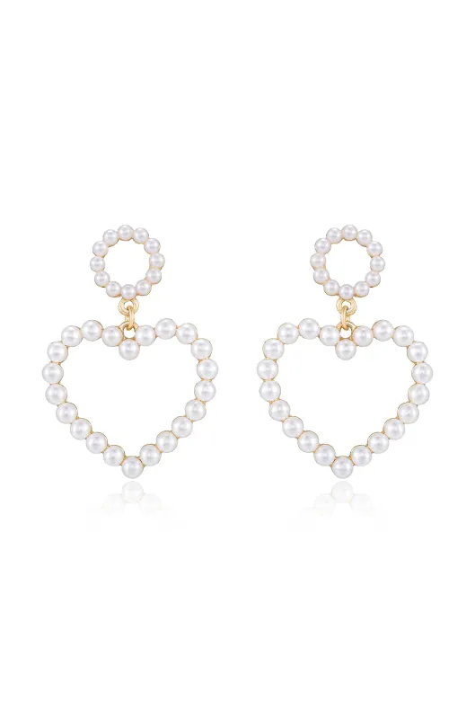 Loving Pearl Heart Earrings sold by ettika