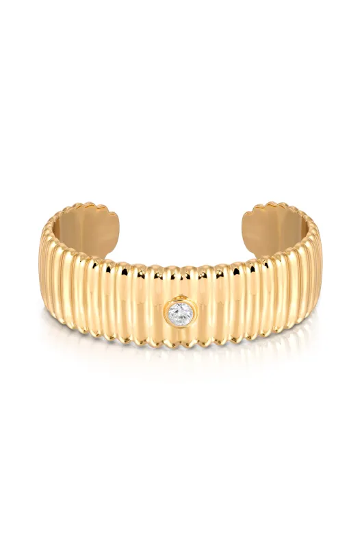 Ribbed Crystal Cuff sold by ettika