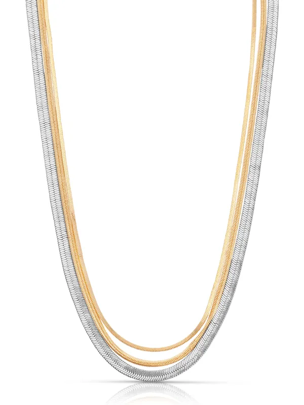 Mixed Metal Strands Necklace sold by ettika