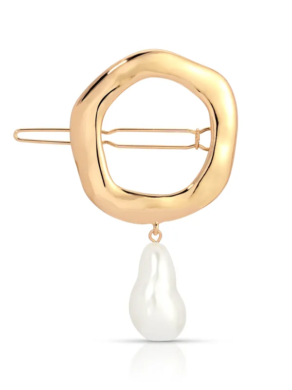Open Circle Pearl Barrette sold by ettika