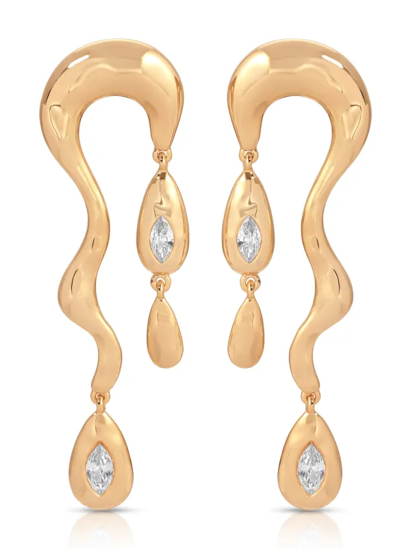 Melting Metal Dangle Earrings sold by ettika