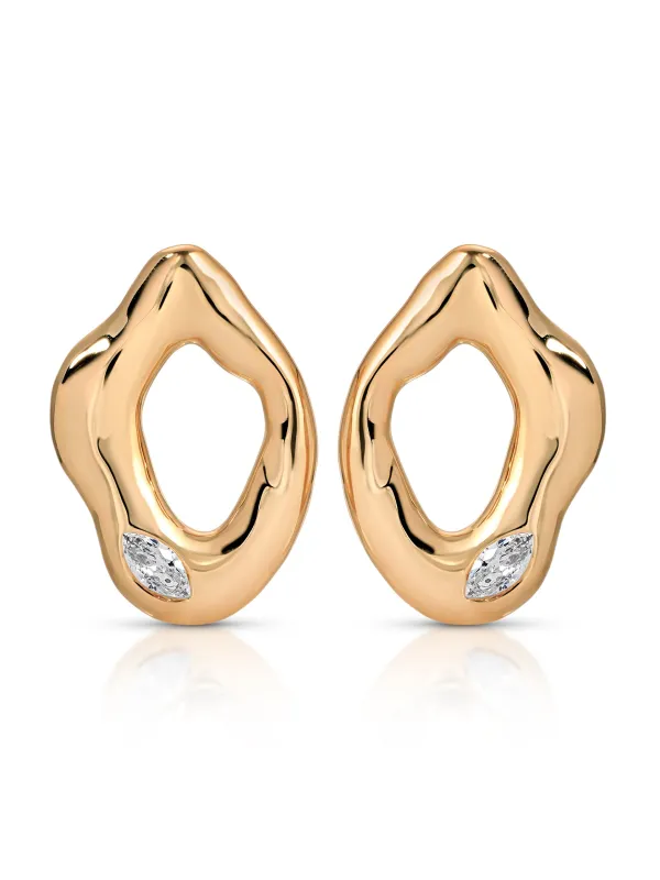 Melting Metal Crystal Earrings sold by ettika