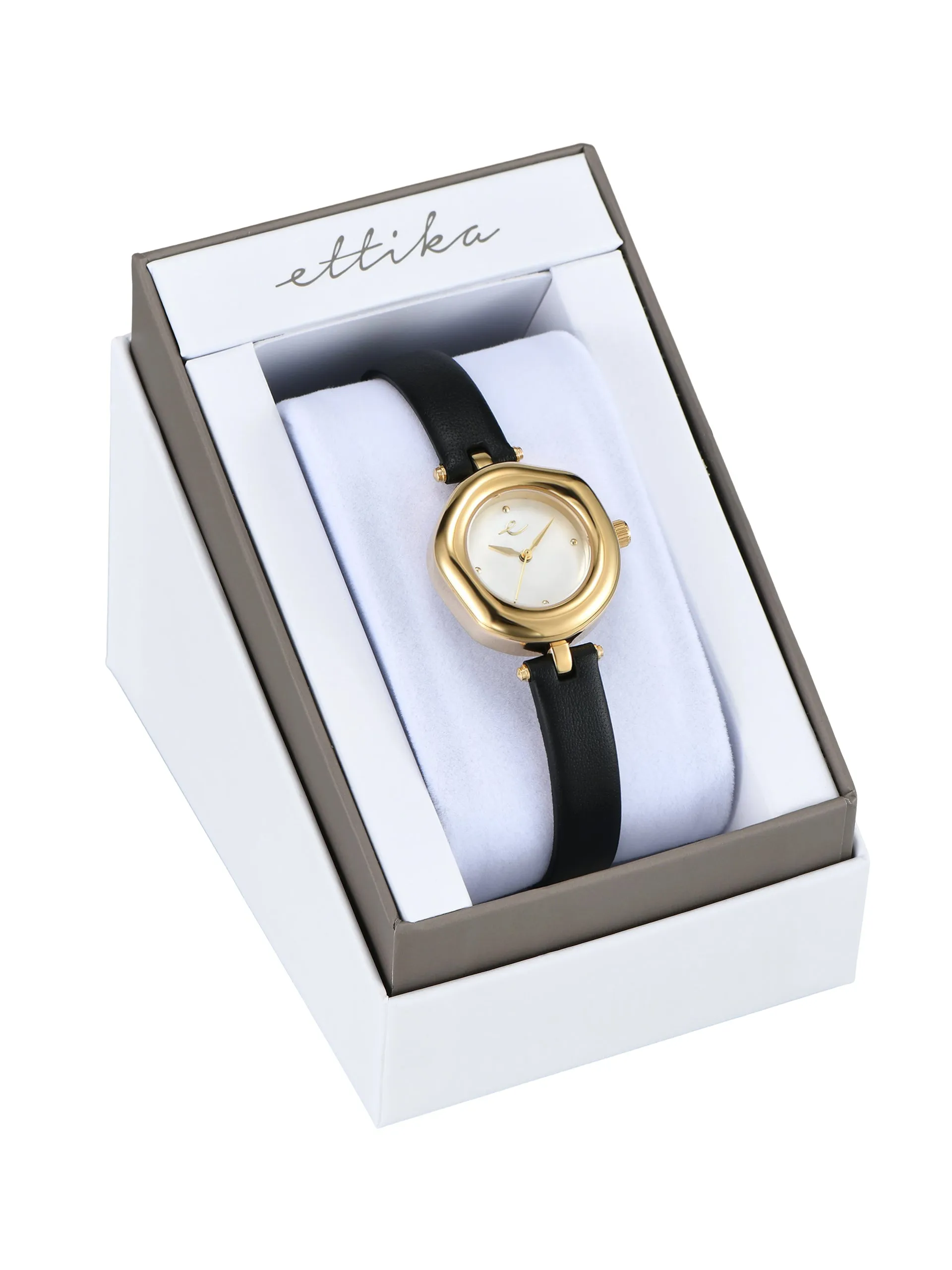 Open Circle Leather Watch in Black sold by ettika product image thumbnail 3