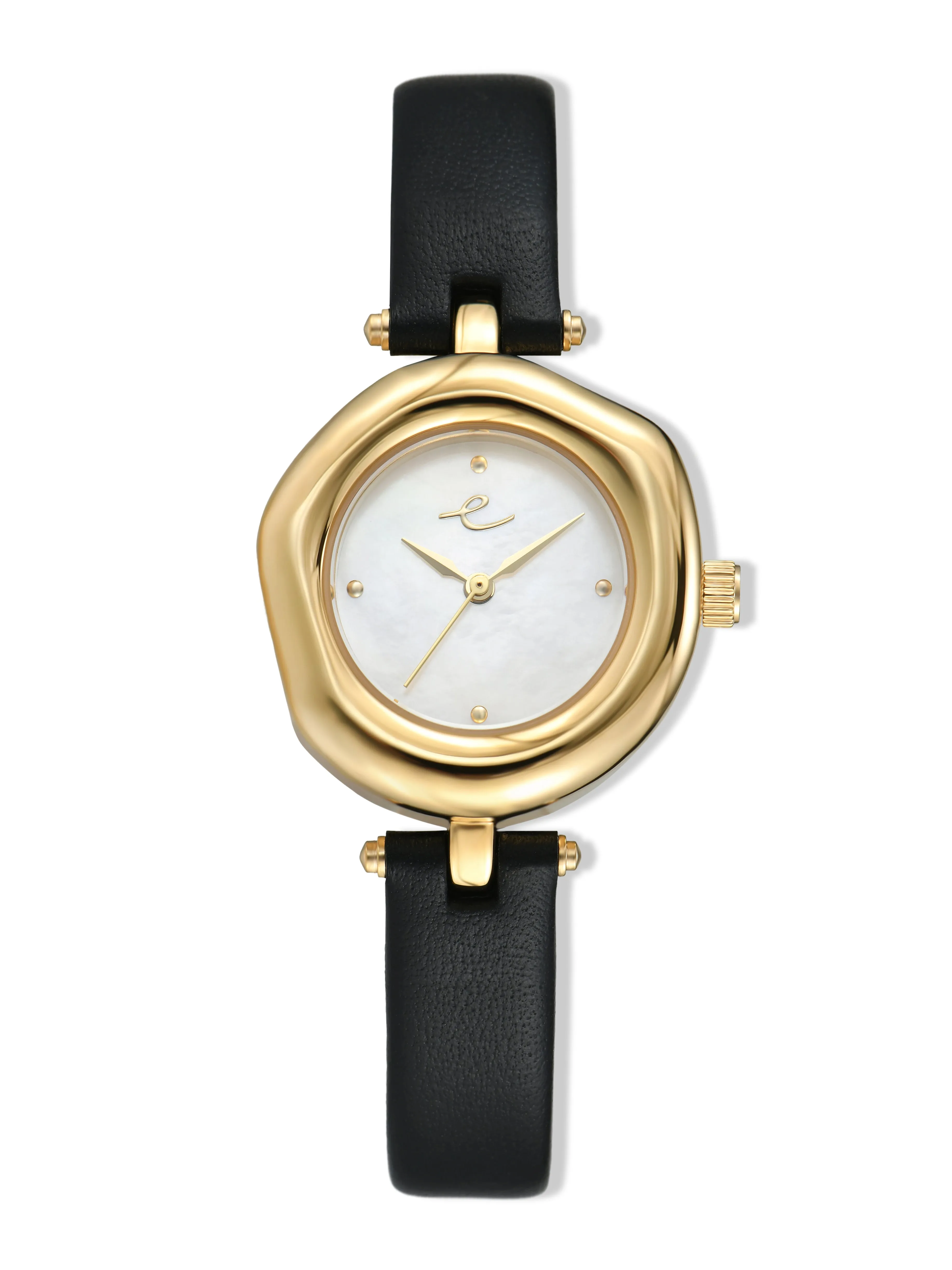 Open Circle Leather Watch in Black sold by ettika