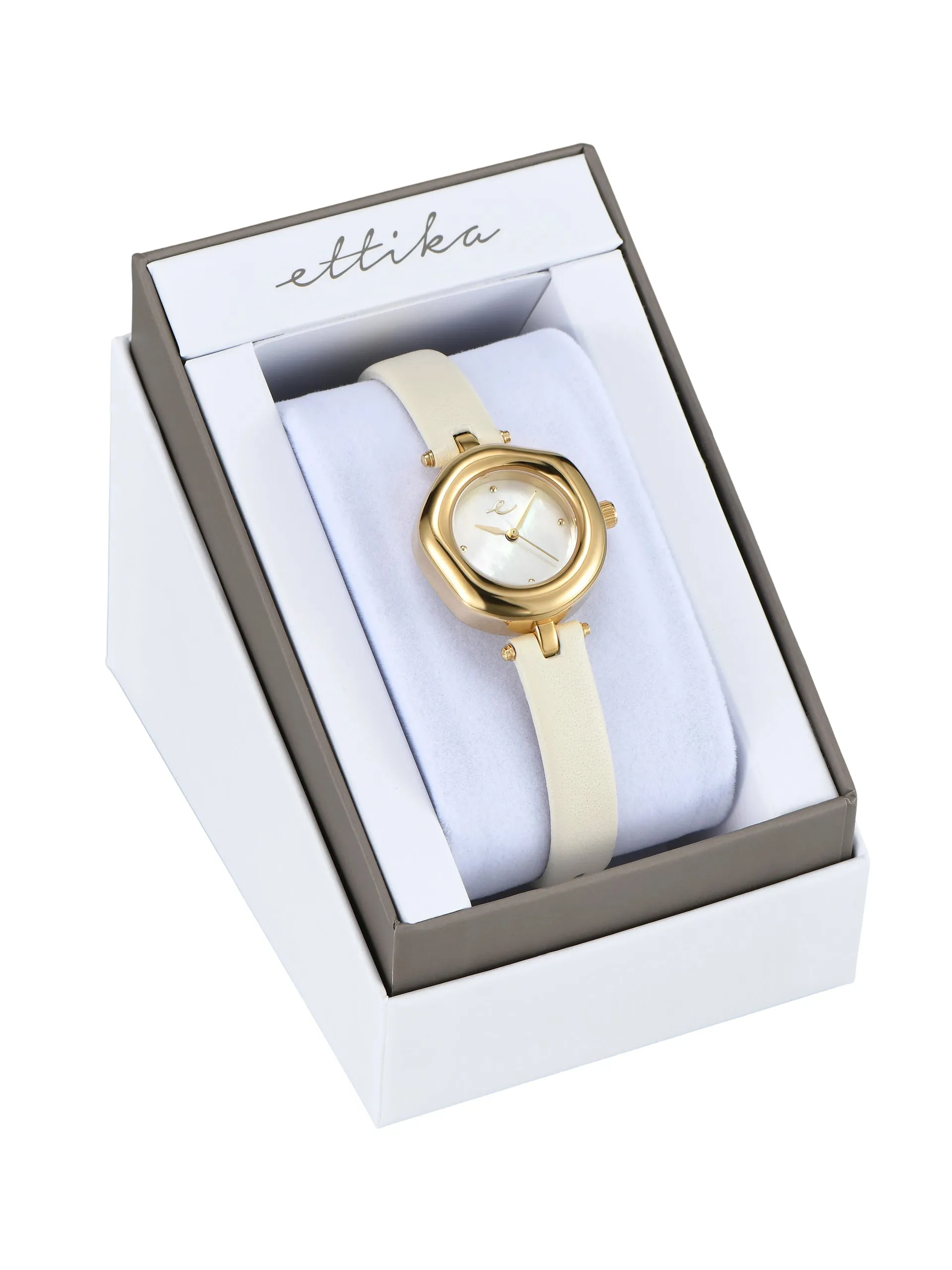 Open Circle Leather Watch in Vanilla sold by ettika product image thumbnail 3