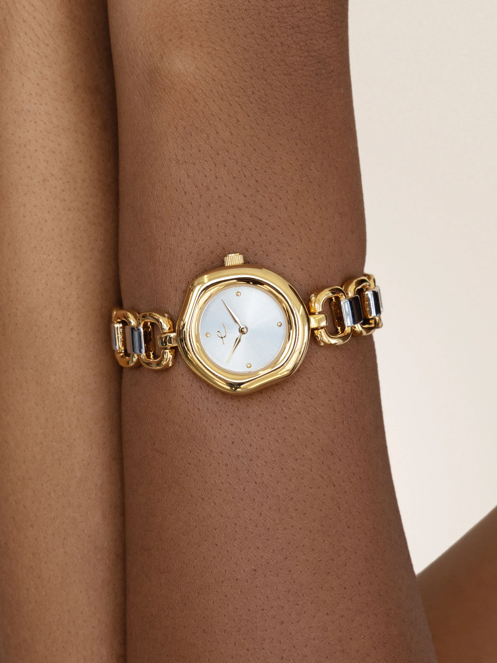 Open Circle Bracelet Watch in Mixed Metal sold by ettika product image thumbnail 2