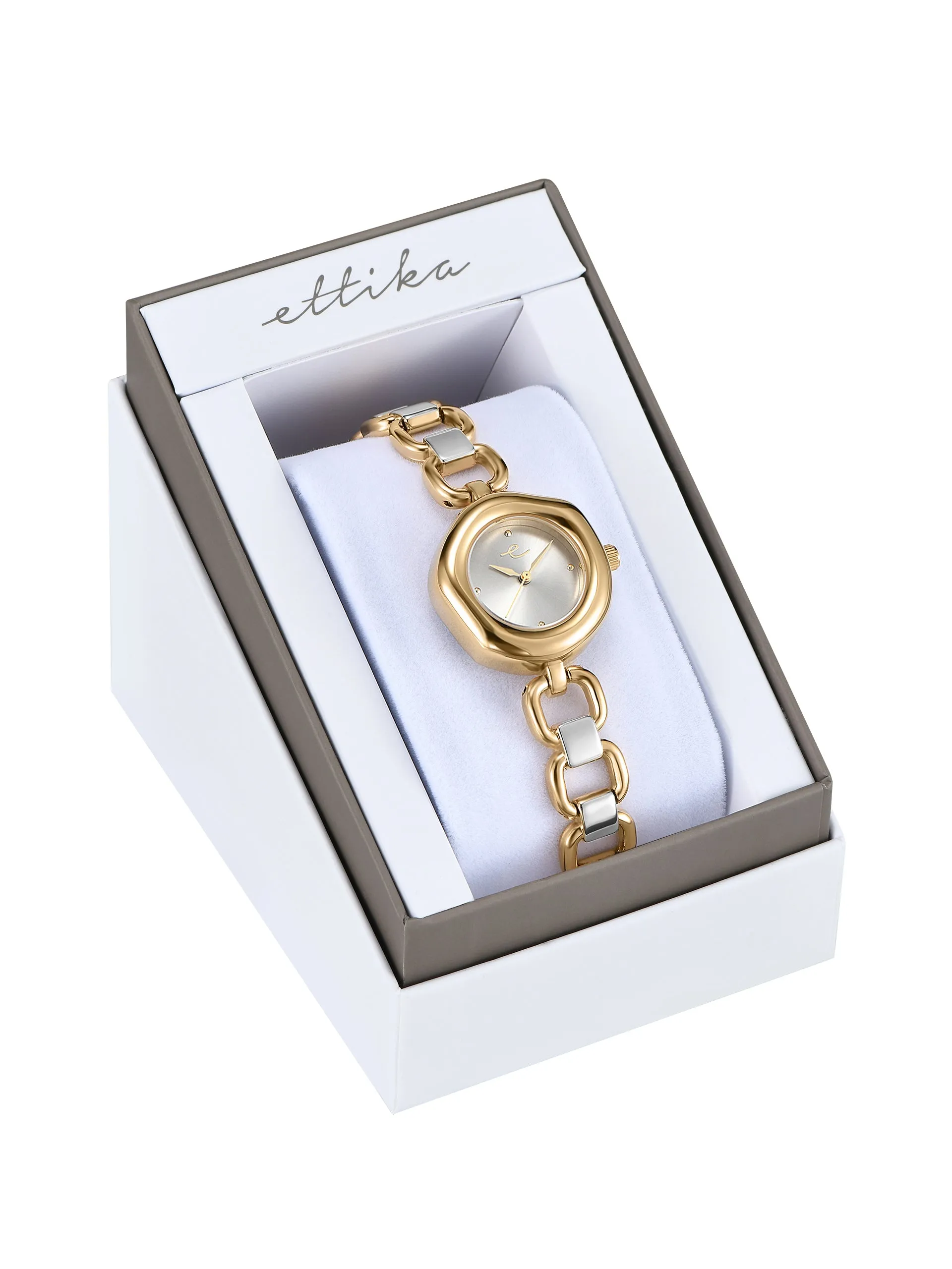 Open Circle Bracelet Watch in Mixed Metal sold by ettika product image thumbnail 3