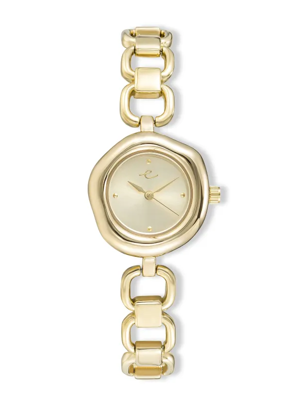 Open Circle Bracelet Watch in Gold sold by ettika