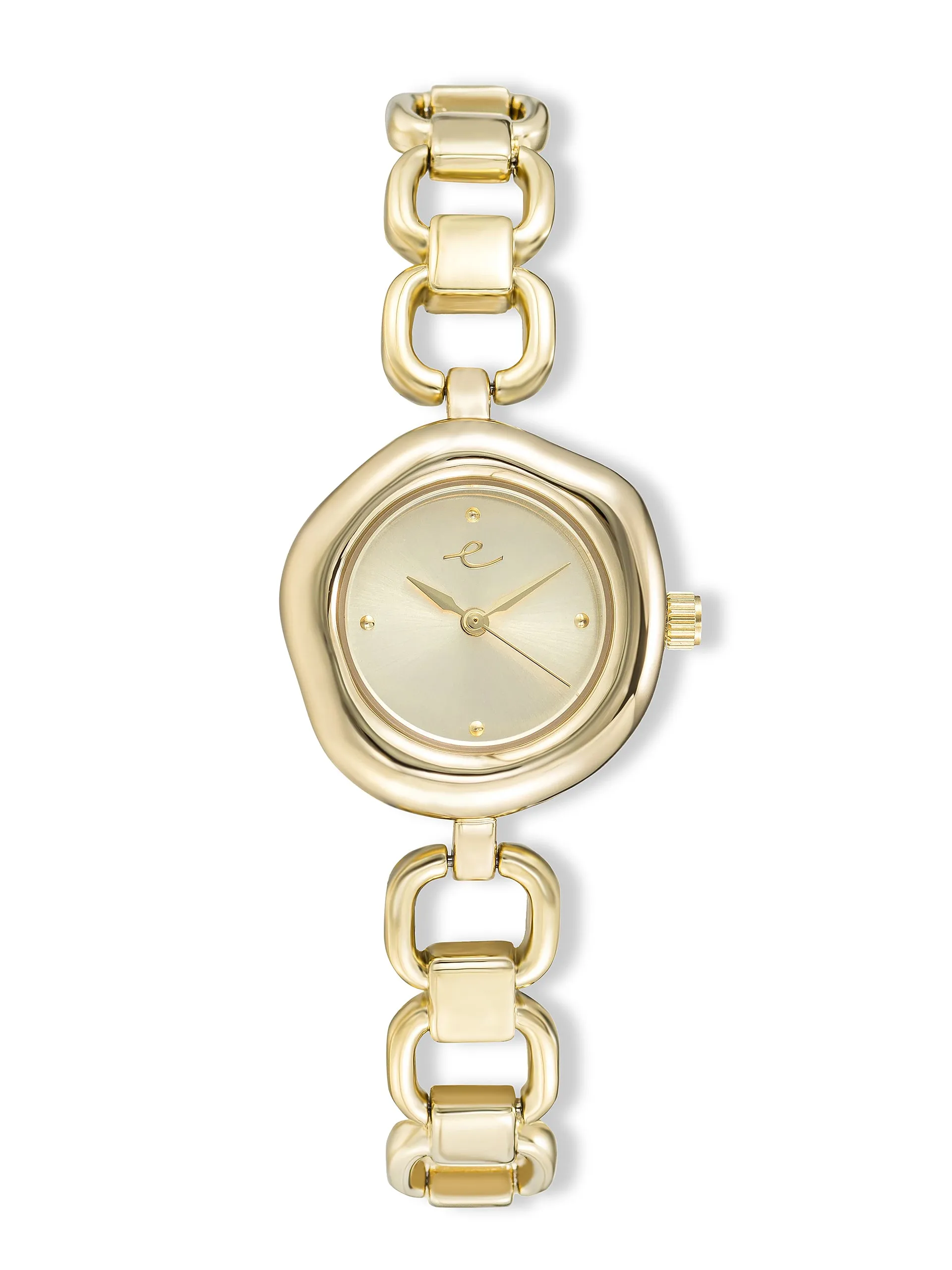 Open Circle Bracelet Watch in Gold sold by ettika