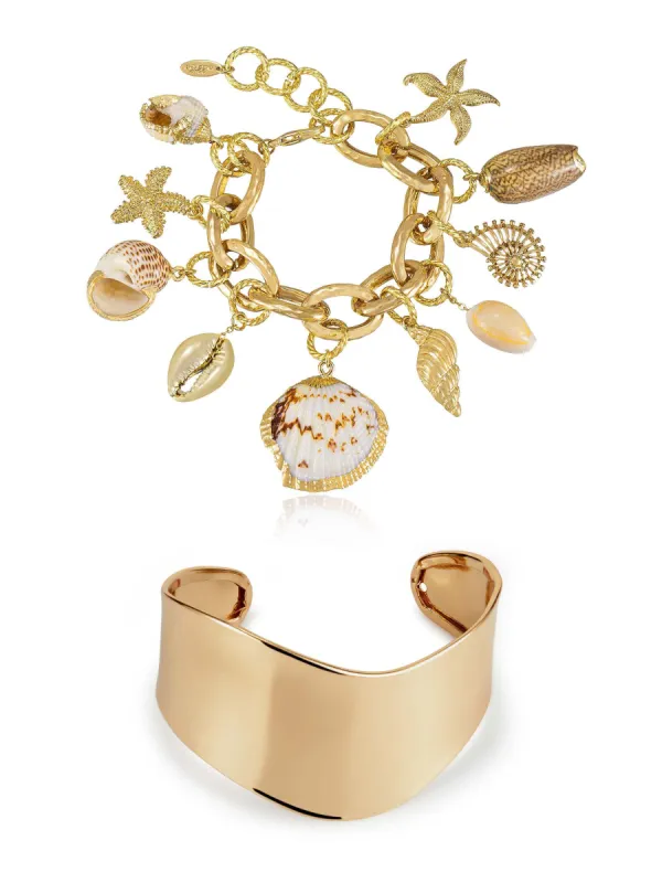 Mermaid Bracelet and Gold Cuff Set sold by ettika