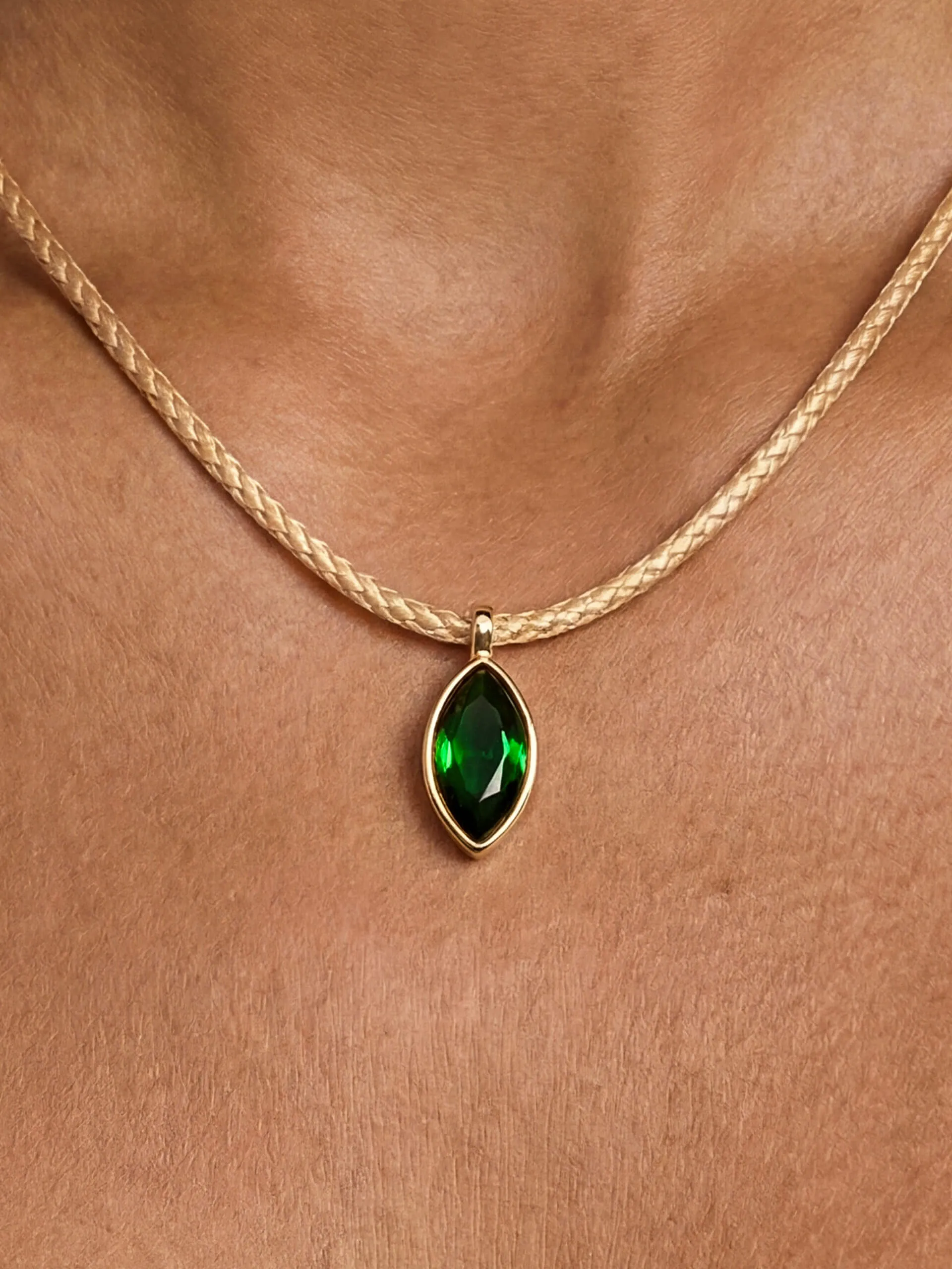 Marquise Emerald Cord Necklace sold by ettika product image thumbnail 2