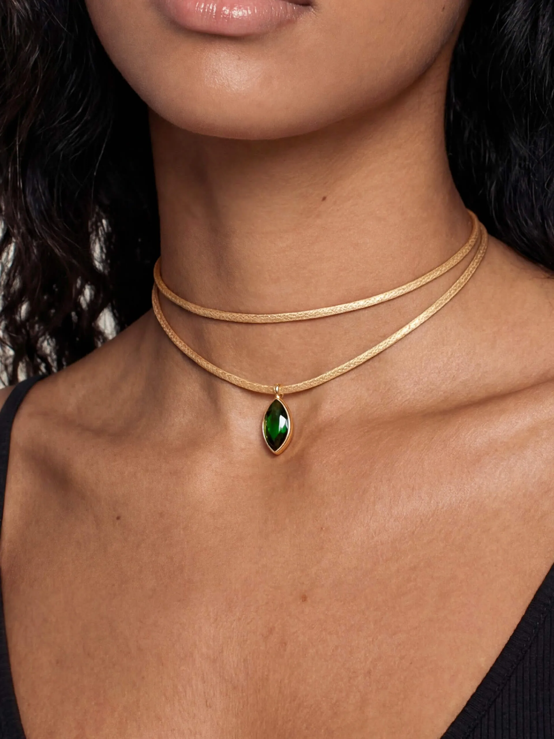 Marquise Emerald Cord Necklace sold by ettika product image thumbnail 4