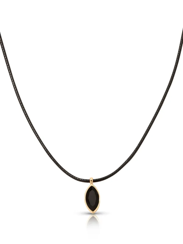 Marquise Onyx Cord Necklace sold by ettika
