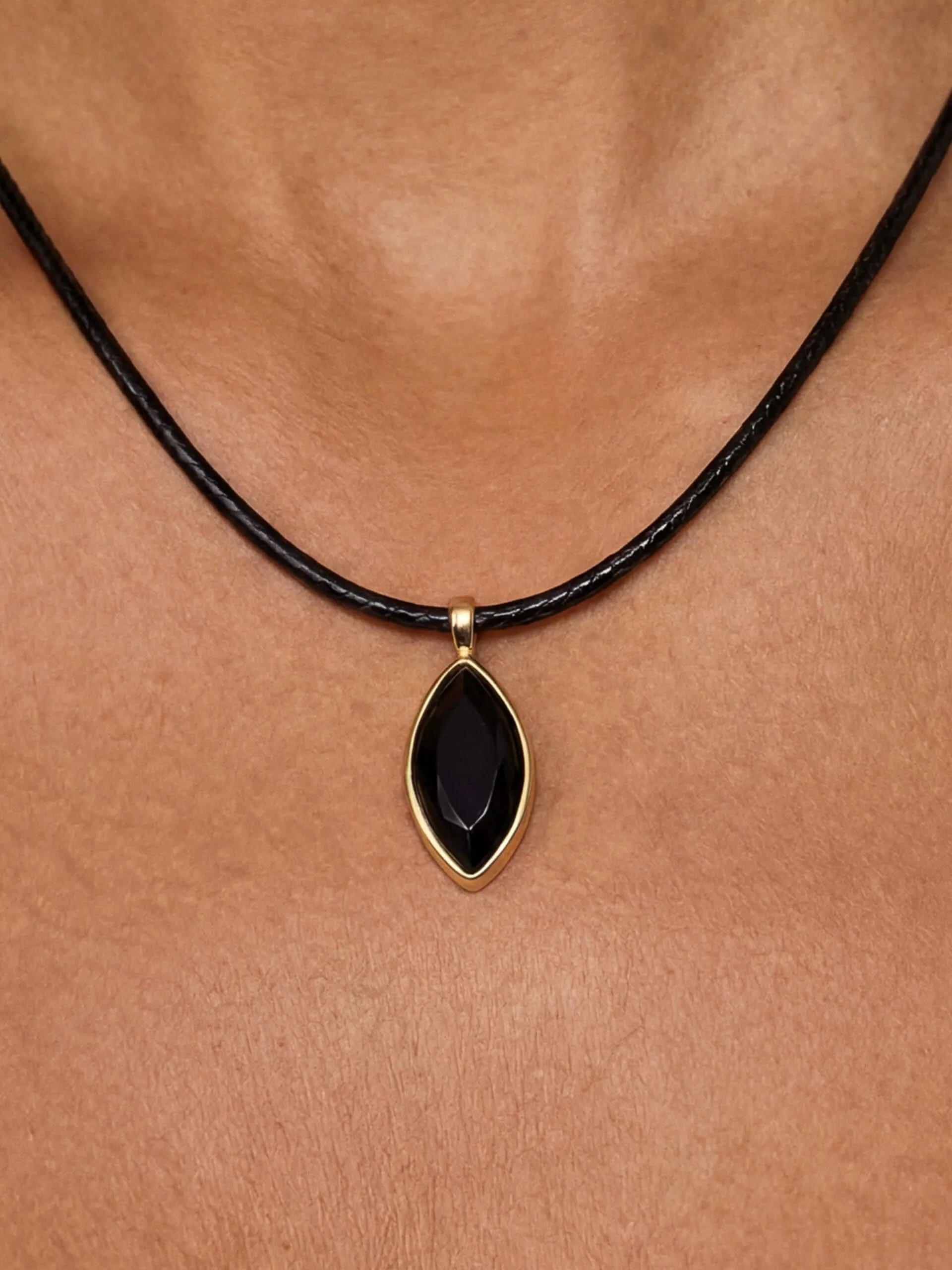 Marquise Onyx Cord Necklace sold by ettika product image thumbnail 2