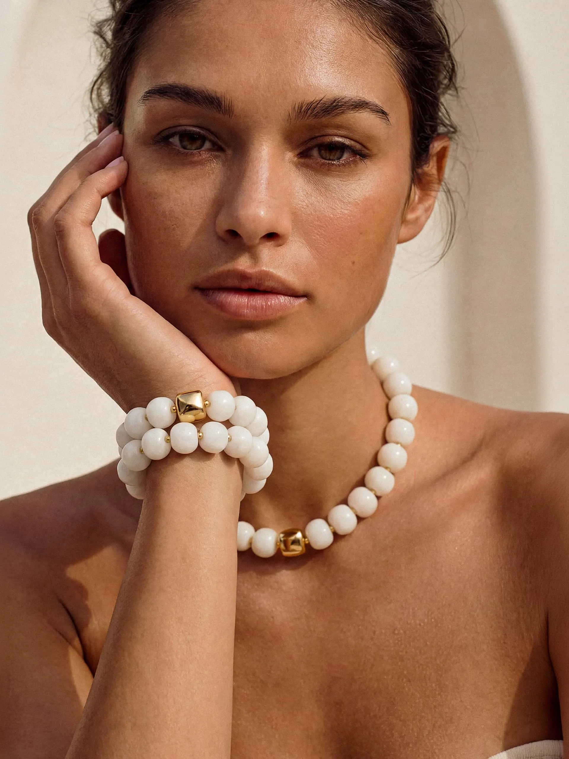 Power Bead Bracelet Stack in Bone sold by ettika product image thumbnail 4