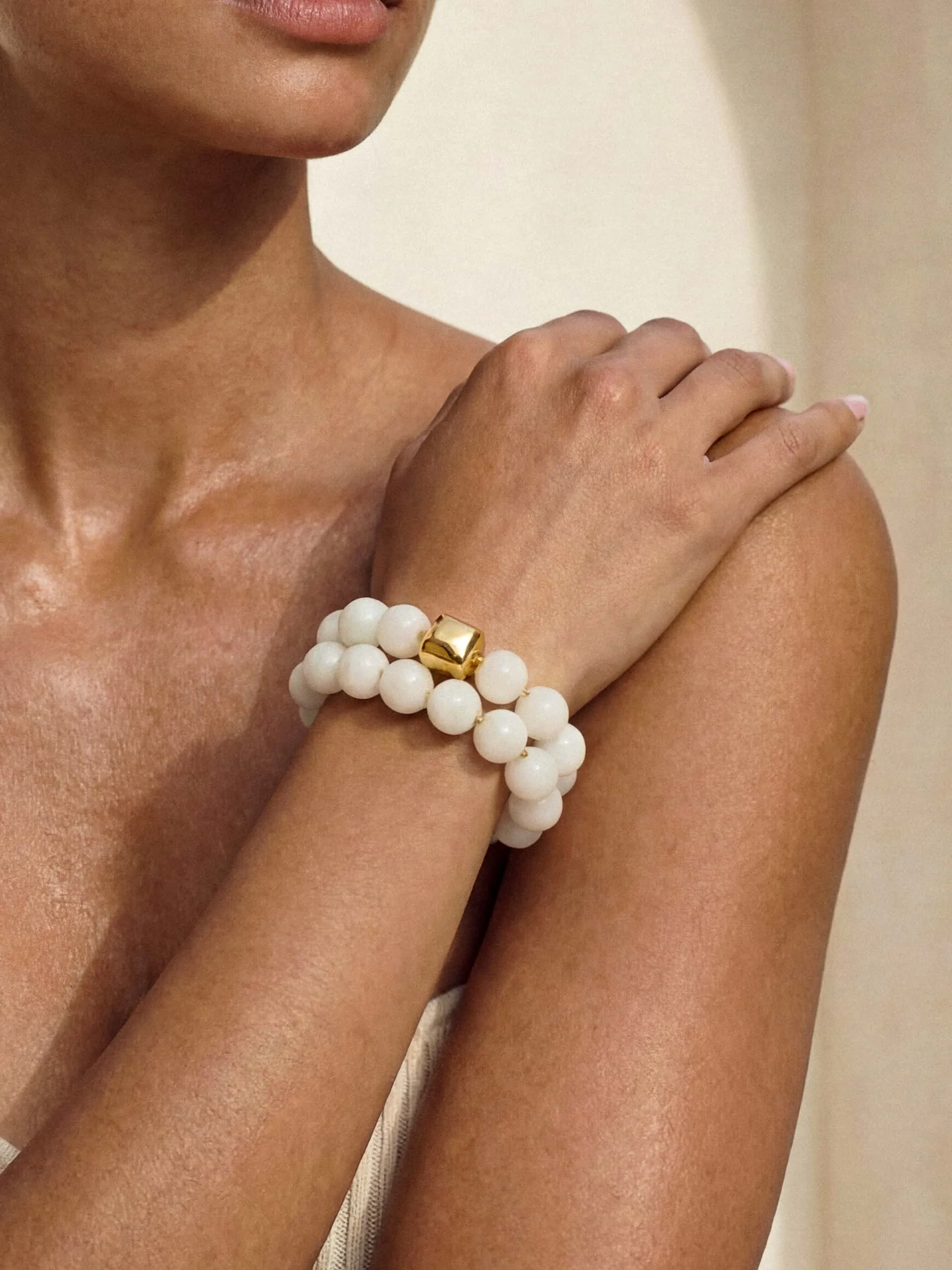 Power Bead Bracelet Stack in Bone sold by ettika product image thumbnail 2