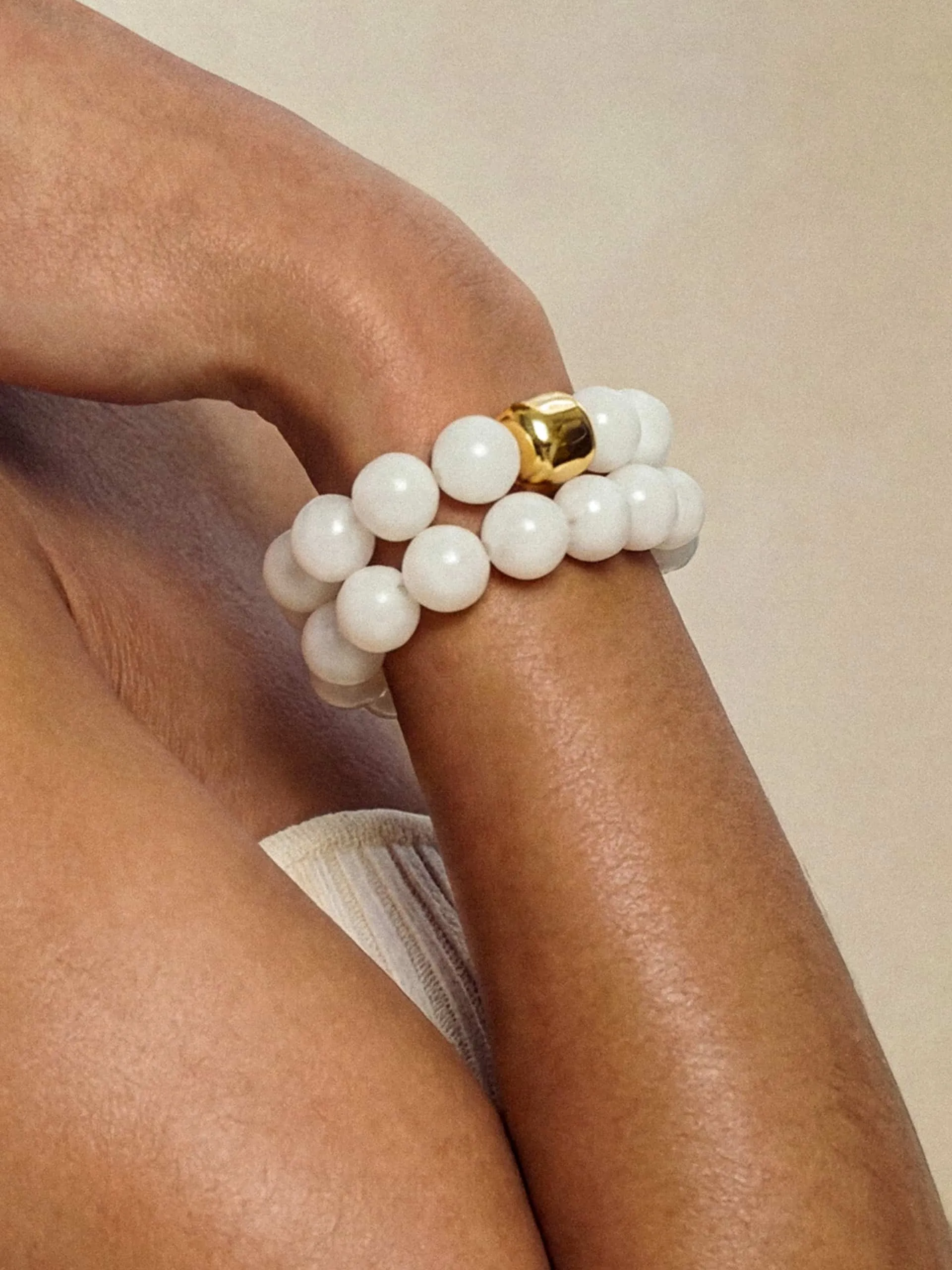 Power Bead Bracelet Stack in Bone sold by ettika product image thumbnail 3
