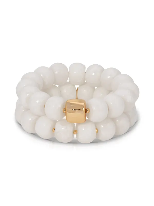 Power Bead Bracelet Stack in Bone sold by ettika