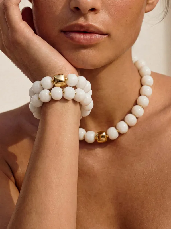 Power Bead Set in Bone sold by ettika