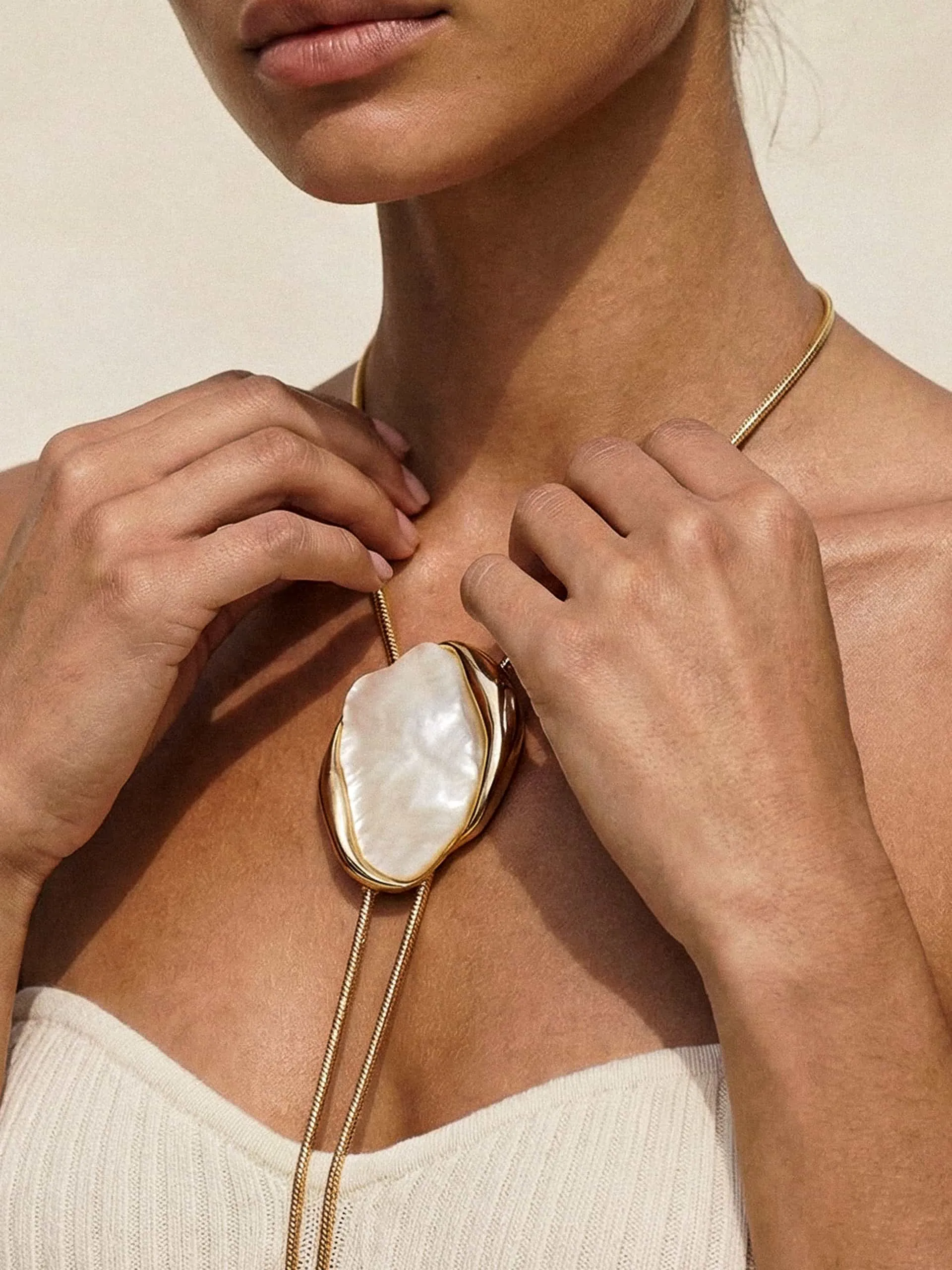 Bone Statement Bolo Necklace sold by ettika product image thumbnail 4