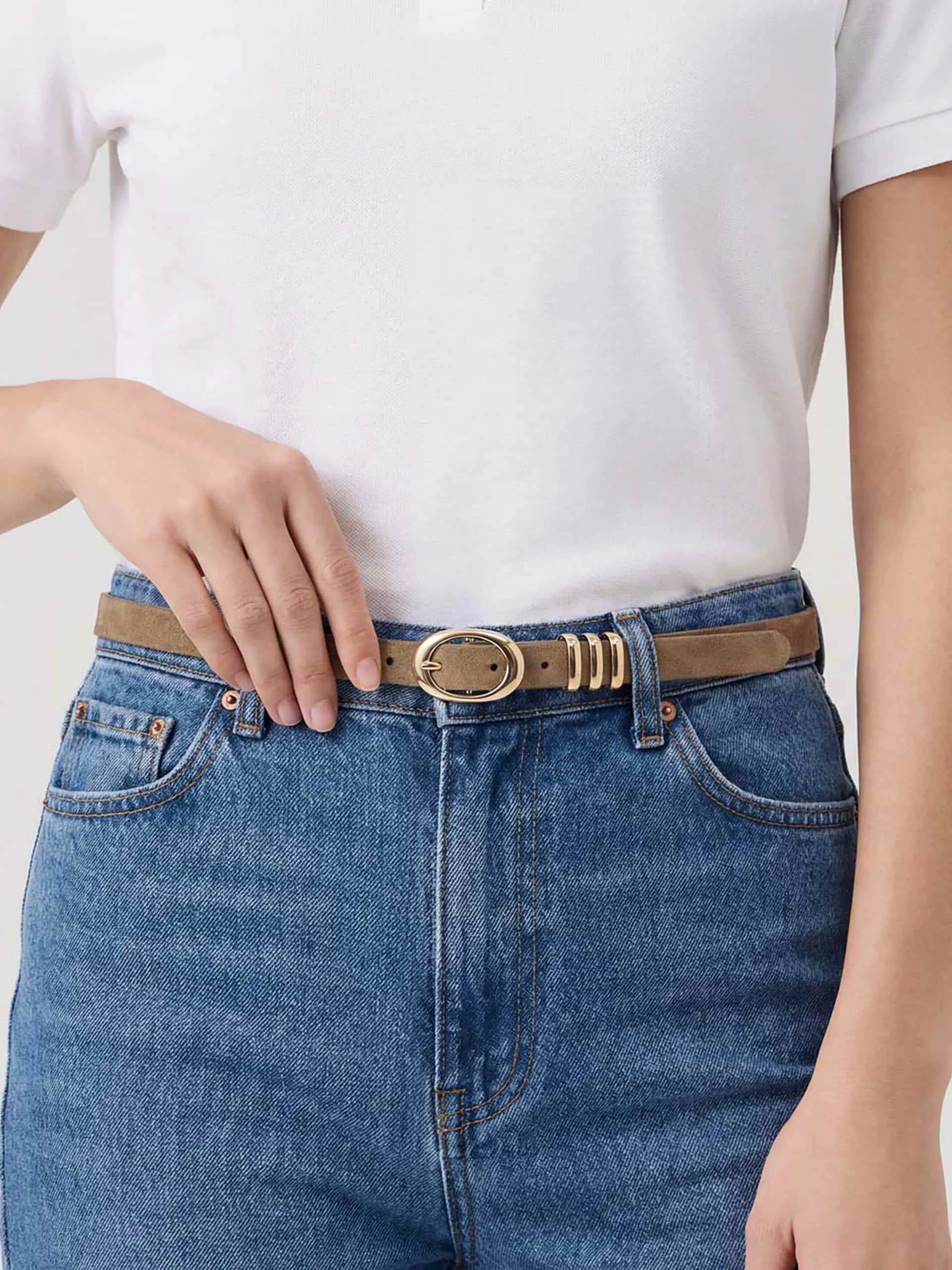 Classic Skinny Belt in Shiitake sold by ettika product image thumbnail 4