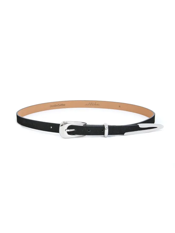 Modern Saddle Belt in Black and Silver made by ettika