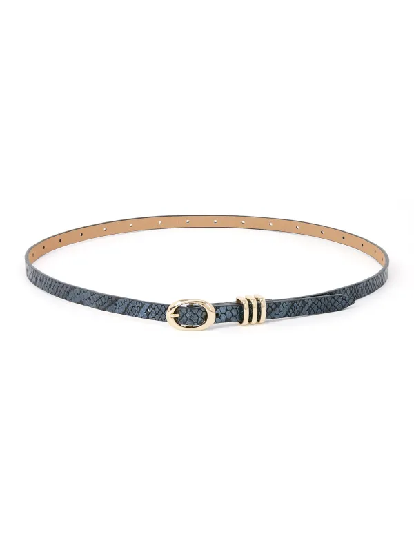 Classic Skinny Belt in Grey Snake made by ettika