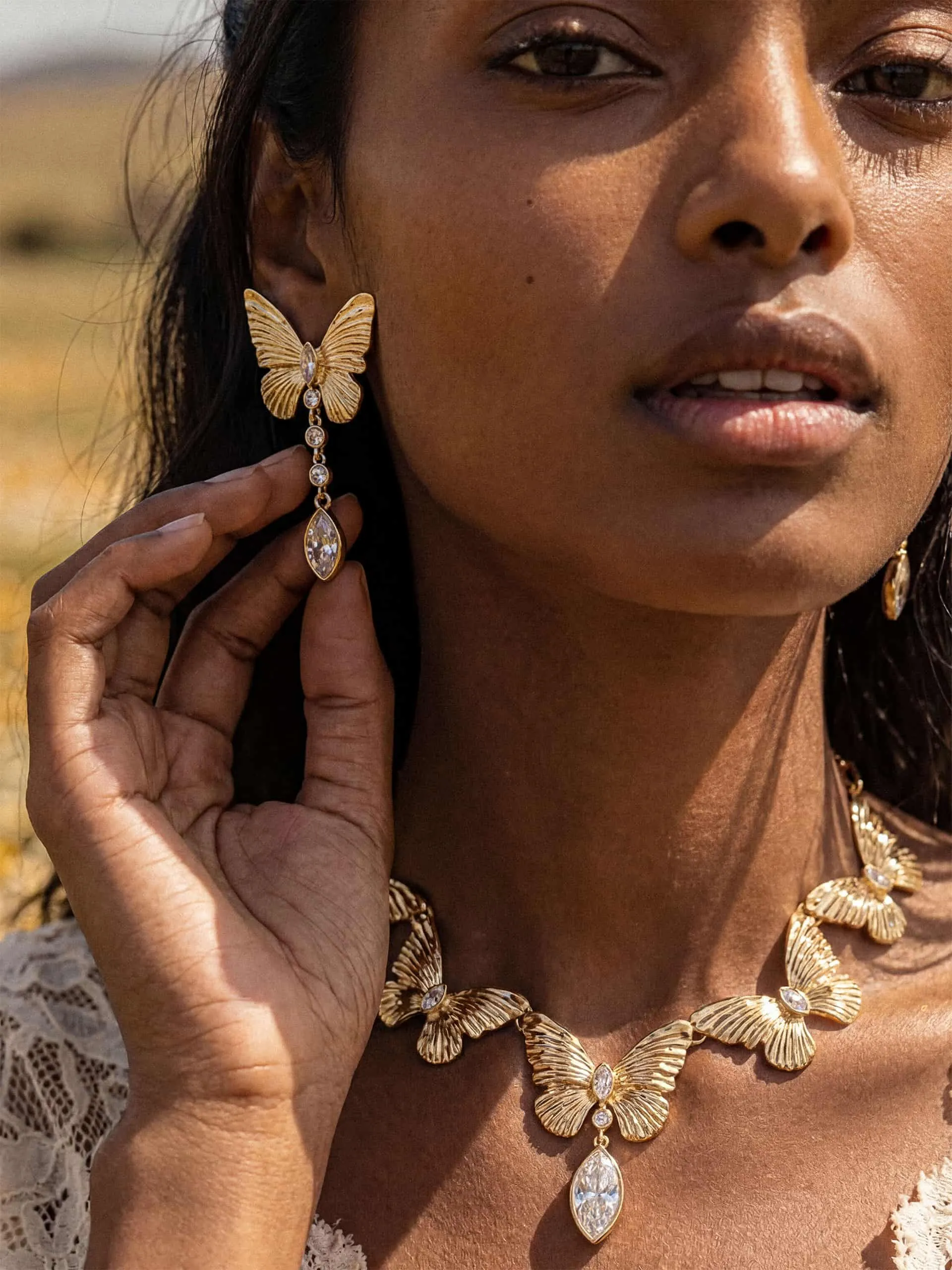 Duo Butterfly Set - Choker & Earring sold by ettika