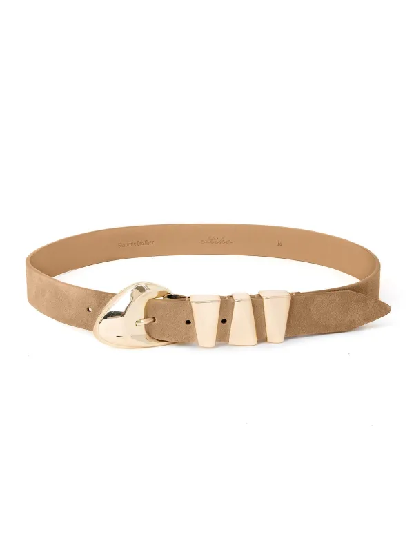 Modern Western Belt in Shiitake Suede made by ettika