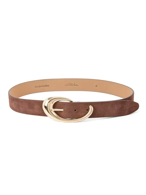 Warm Truffle Suede Belt made by ettika