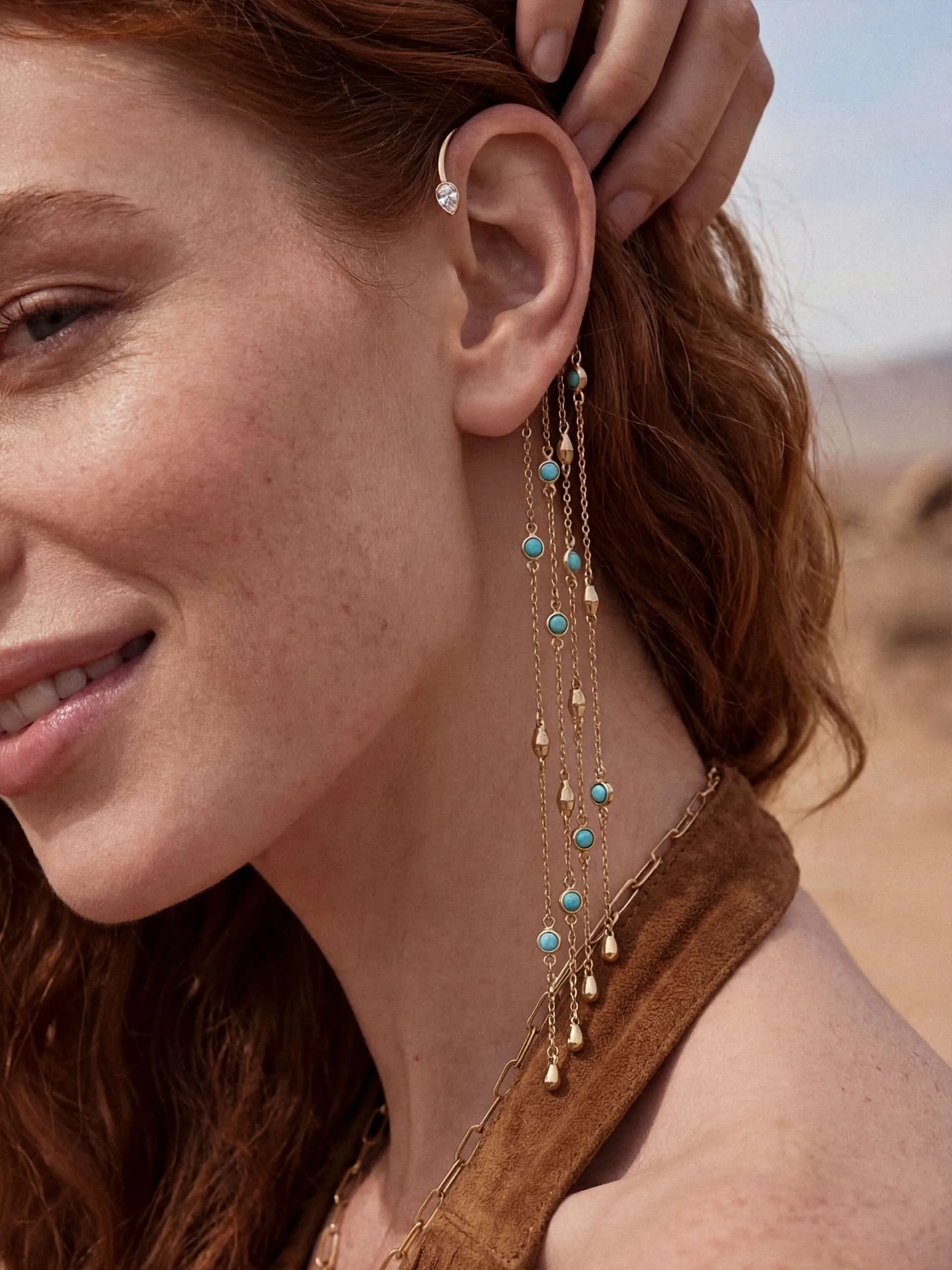 Linear Chains Statement Ear Cuff sold by ettika product image thumbnail 2