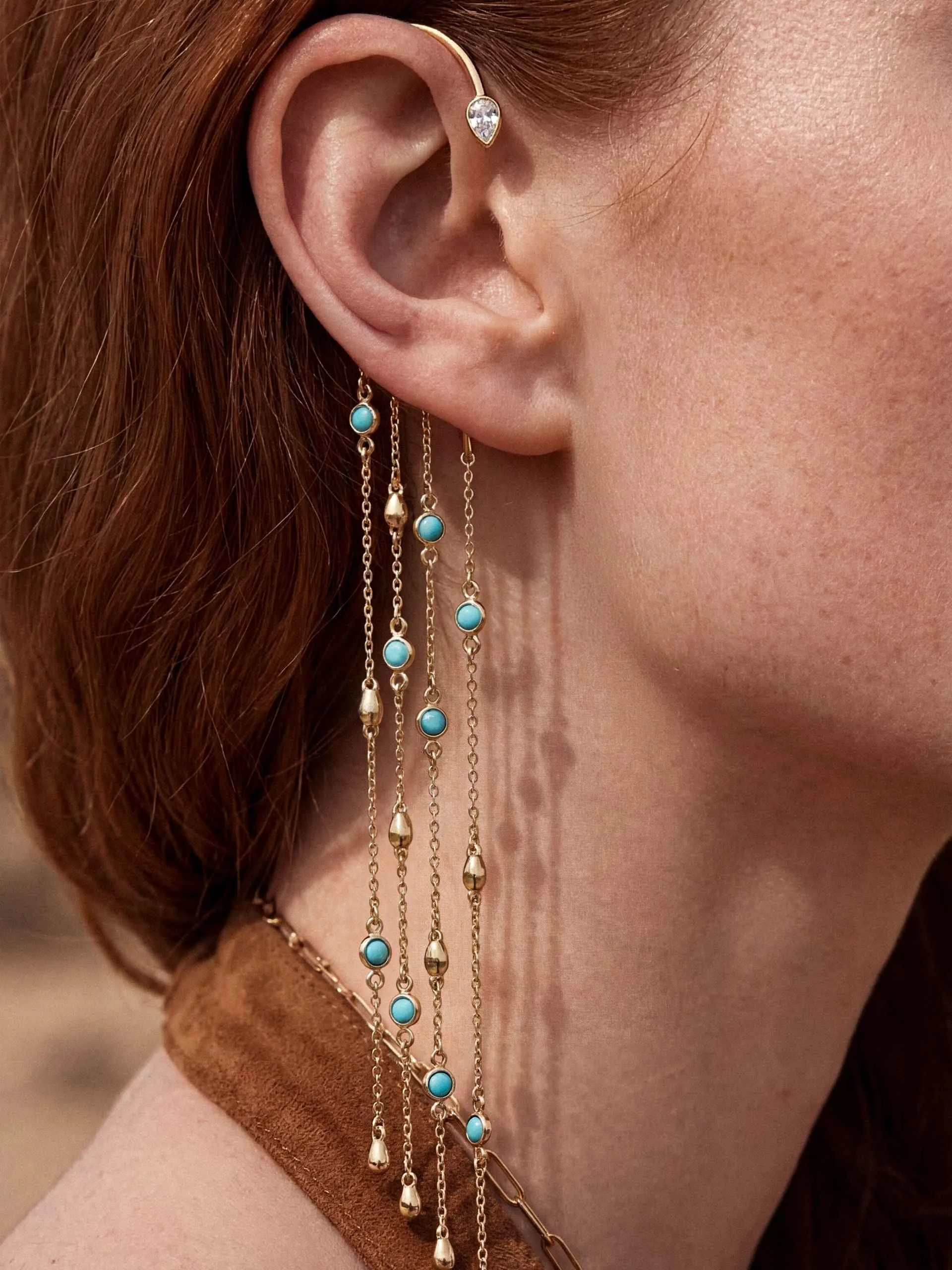 Linear Chains Statement Ear Cuff sold by ettika product image thumbnail 3
