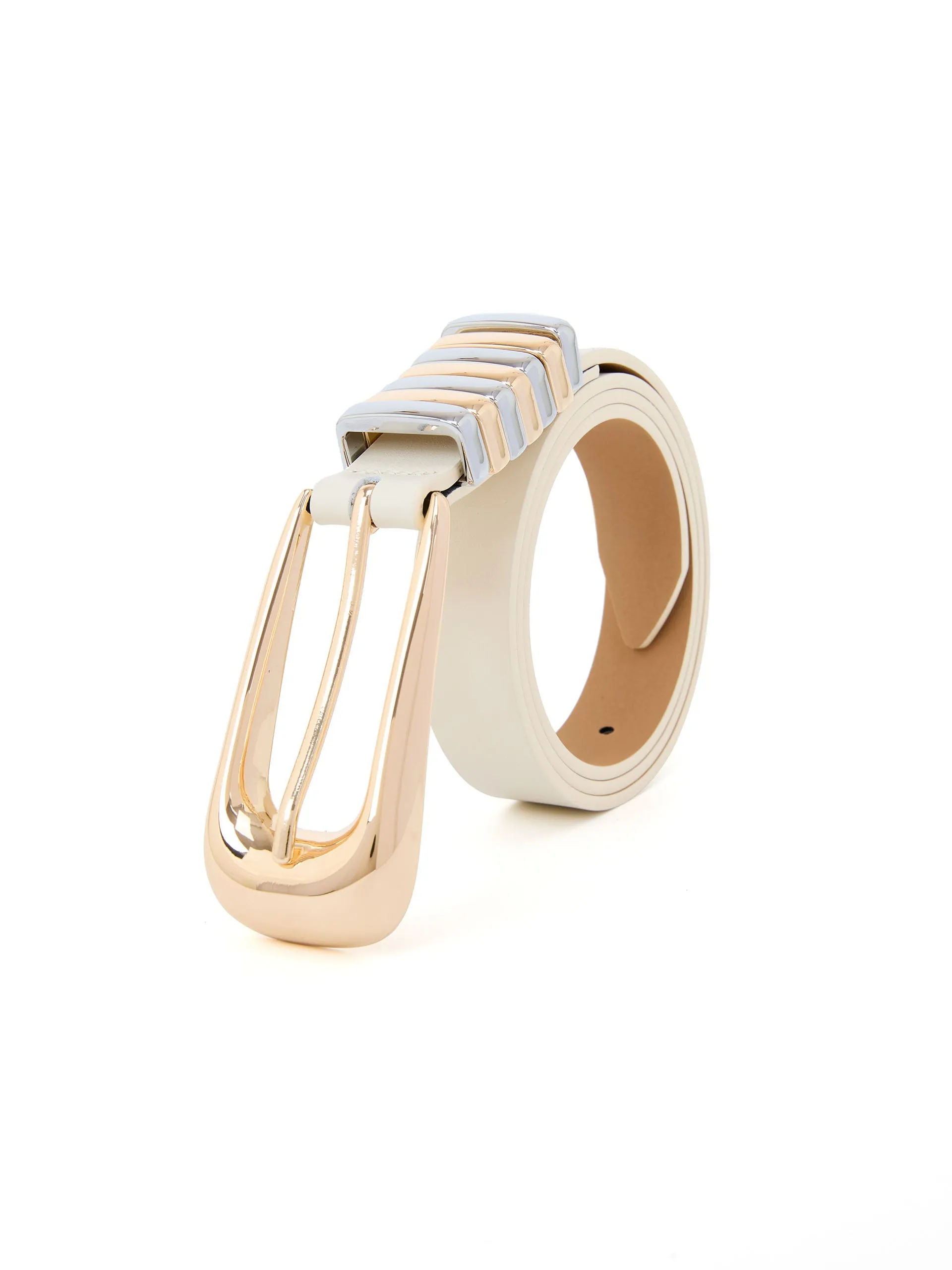Metal Core Belt in Vanilla Nappa Leather sold by ettika product image thumbnail 2