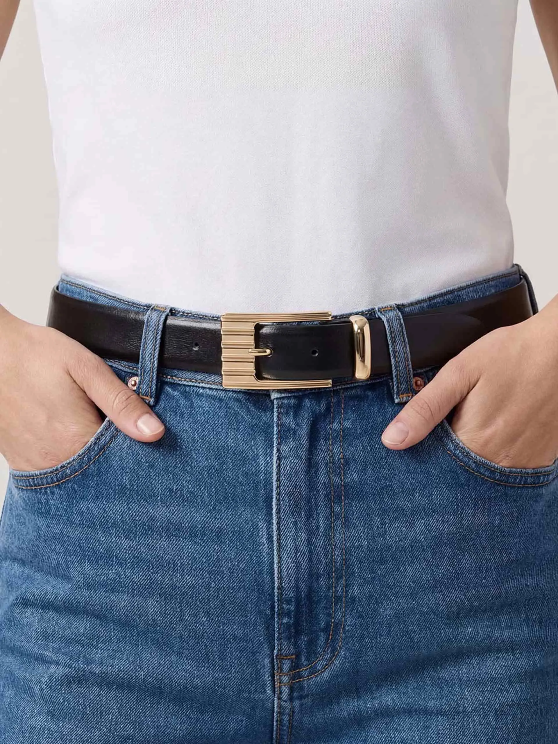 Engraved Rectangle Buckle Belt sold by ettika product image thumbnail 4