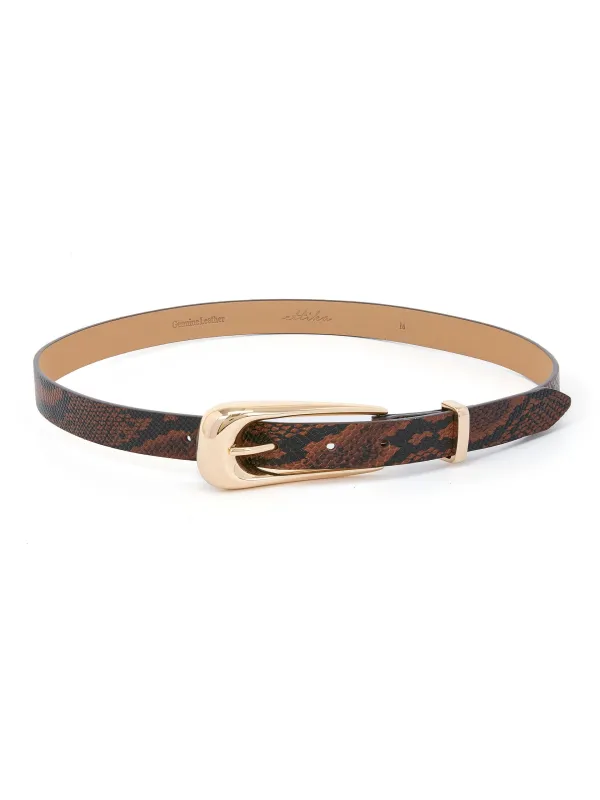 Brown Snake Signature Buckle Belt made by ettika