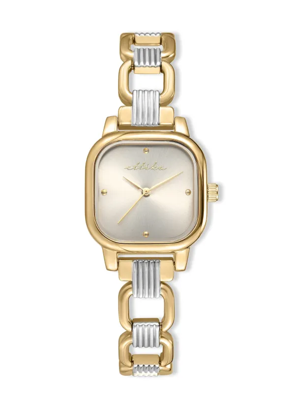 Classic Square Mixed Metal Bracelet Watch made by ettika