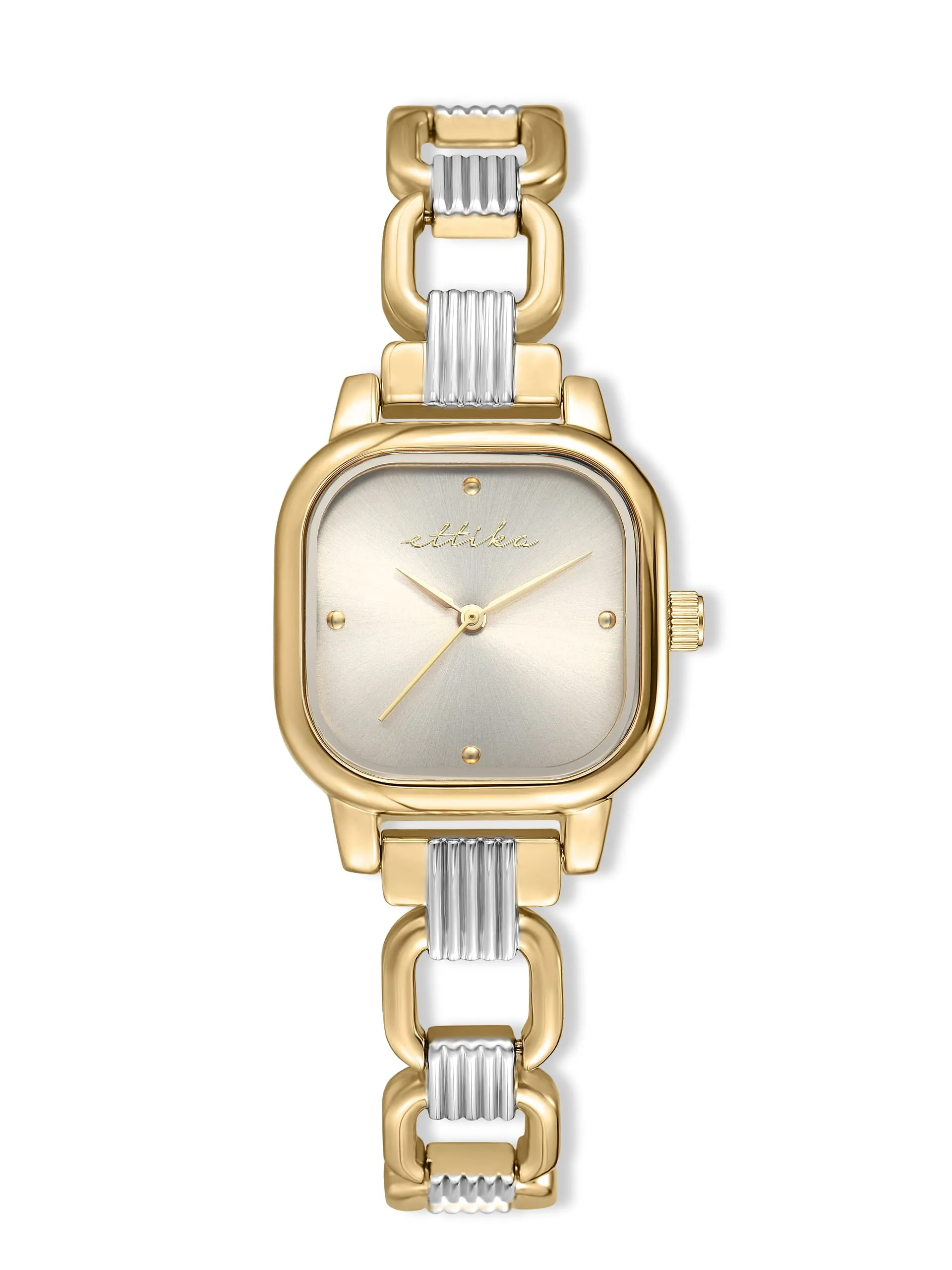 Classic Square Mixed Metal Bracelet Watch sold by ettika