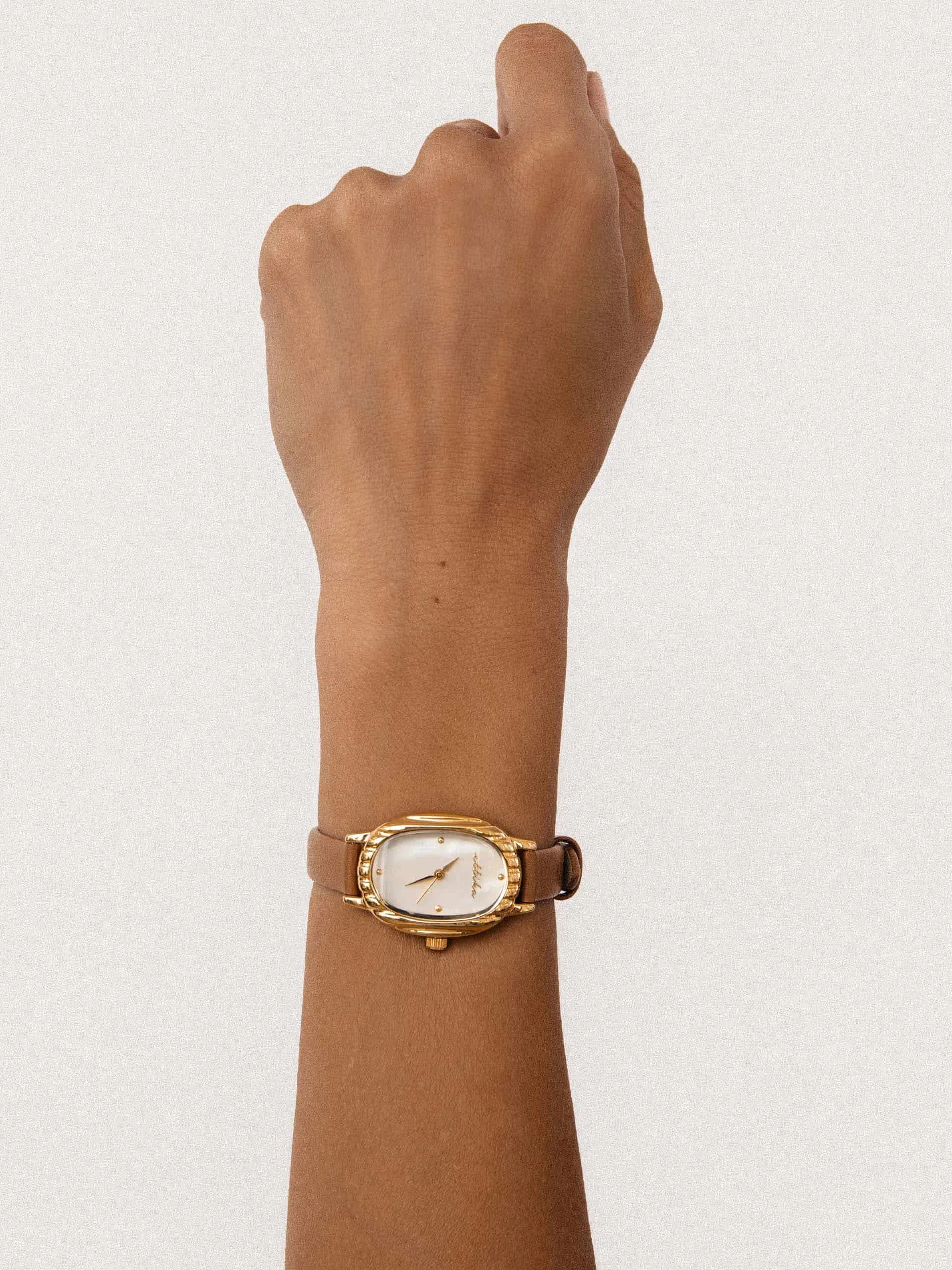 Timeless Texture Cognac Leather Watch sold by ettika product image thumbnail 4