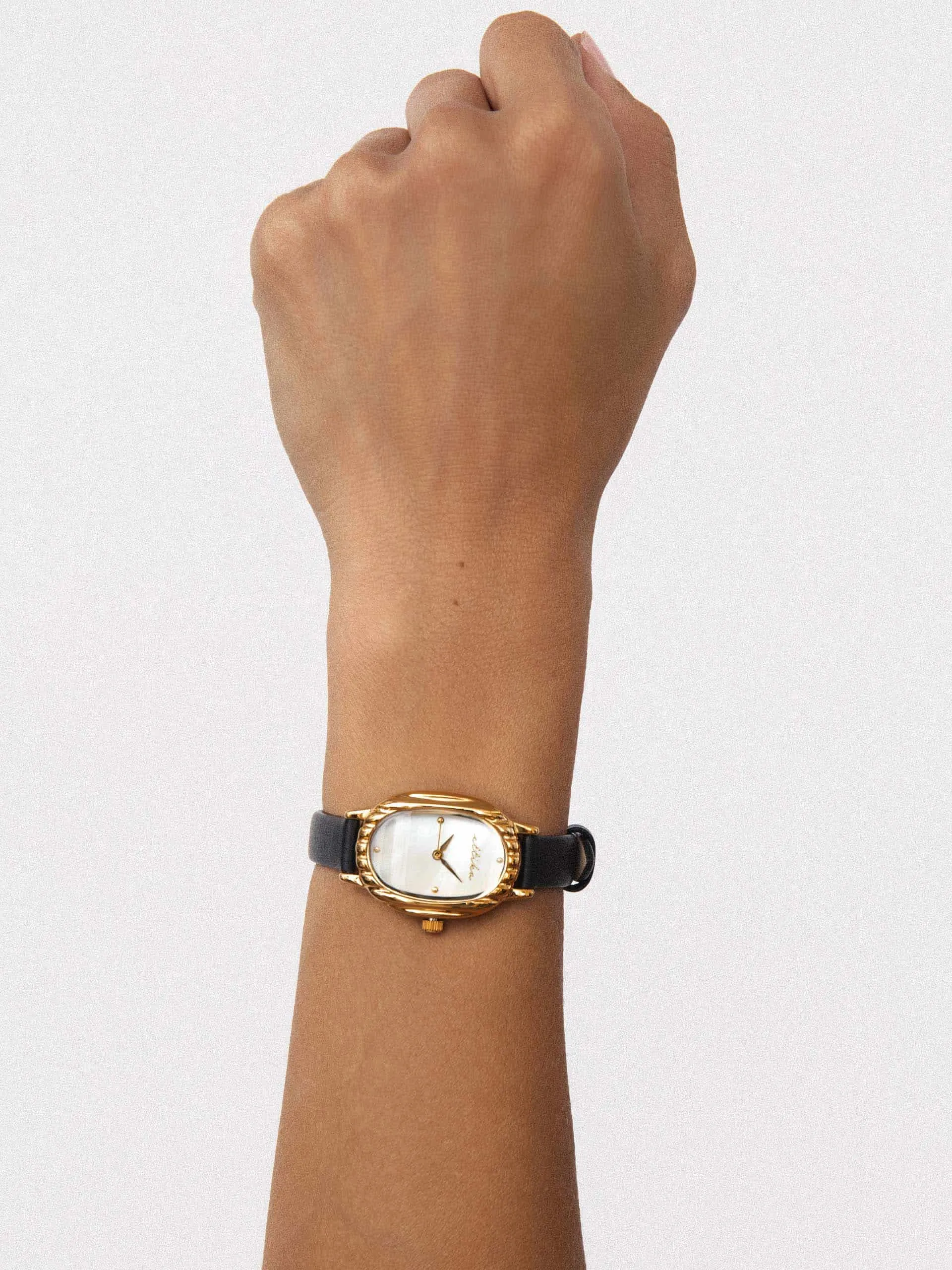 Timeless Texture Black Leather Watch sold by ettika product image thumbnail 2
