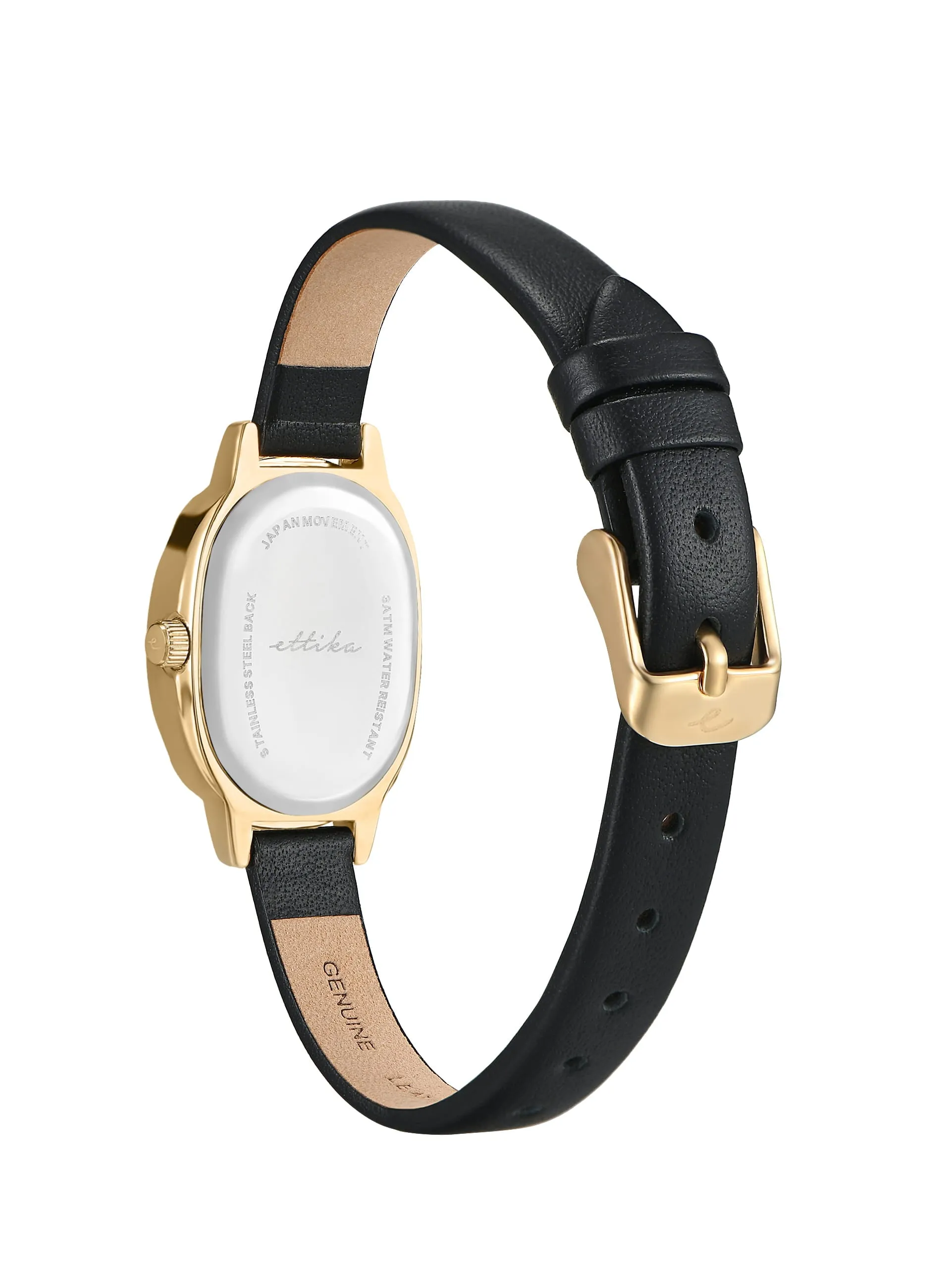 Timeless Texture Black Leather Watch sold by ettika product image thumbnail 5