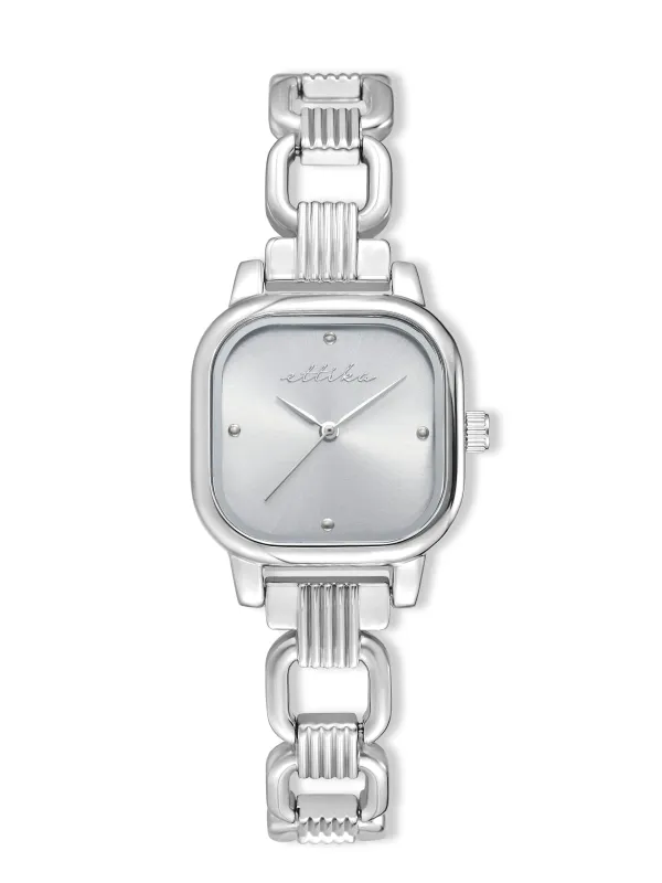 Classic Square Silver Bracelet Watch made by ettika