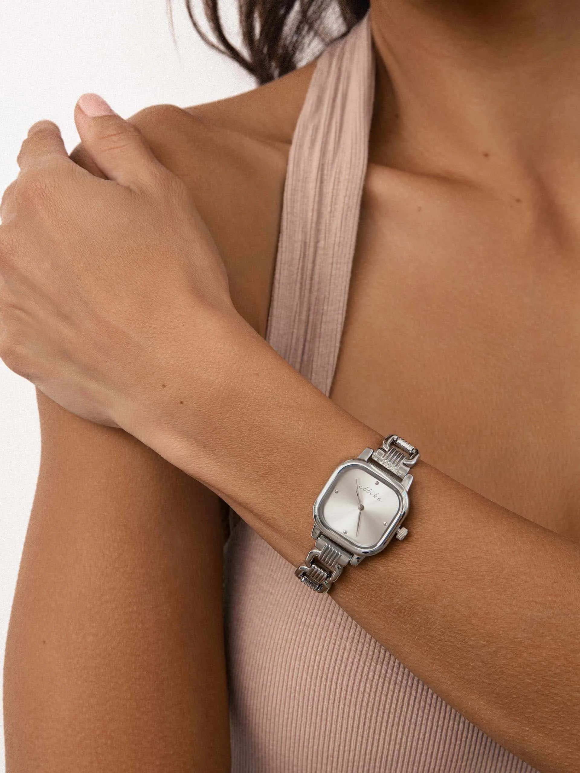 Classic Square Silver Bracelet Watch sold by ettika product image thumbnail 4